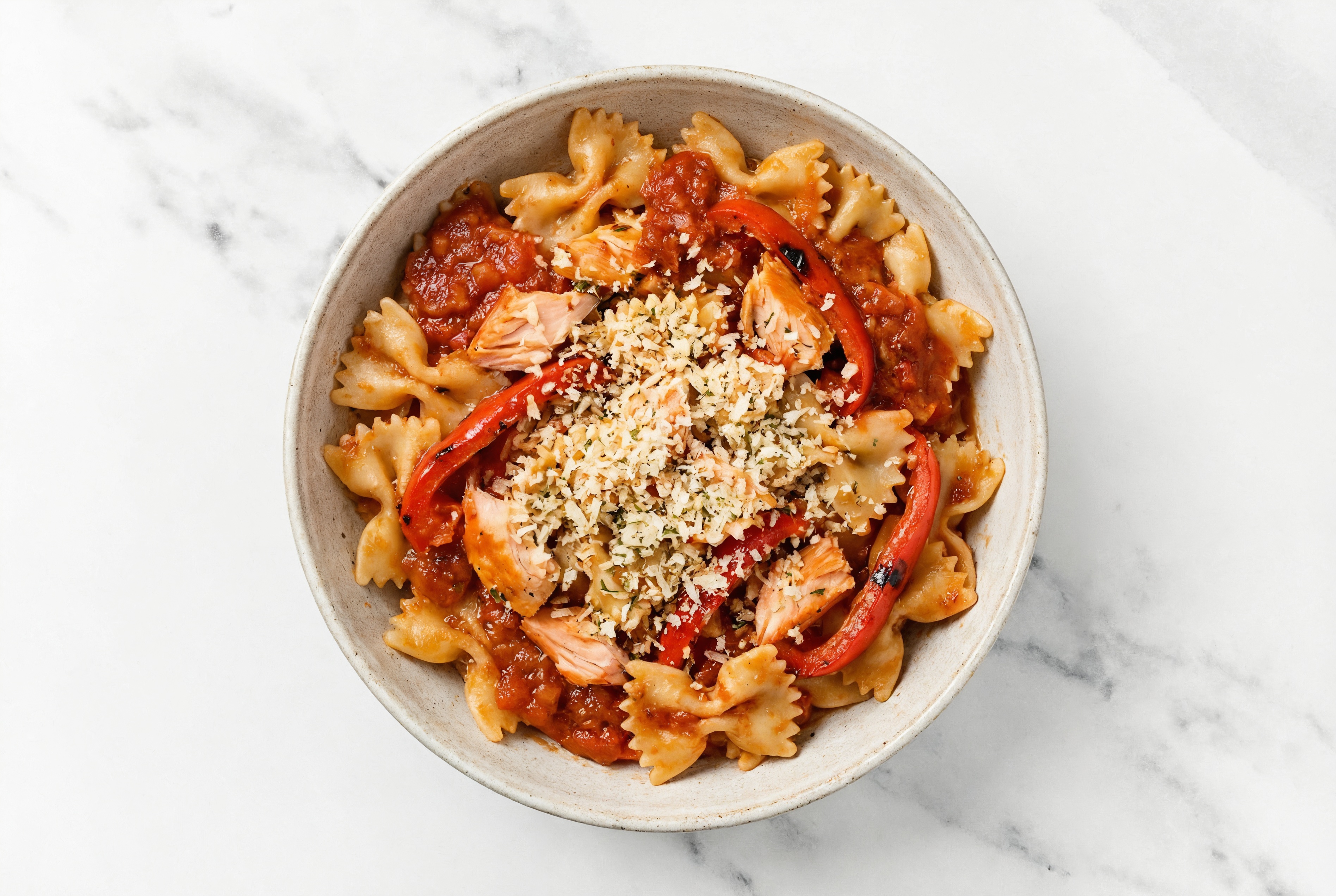 Classic Sockeye Farfalle Pasta with Roasted Peppers + Toasted Panko