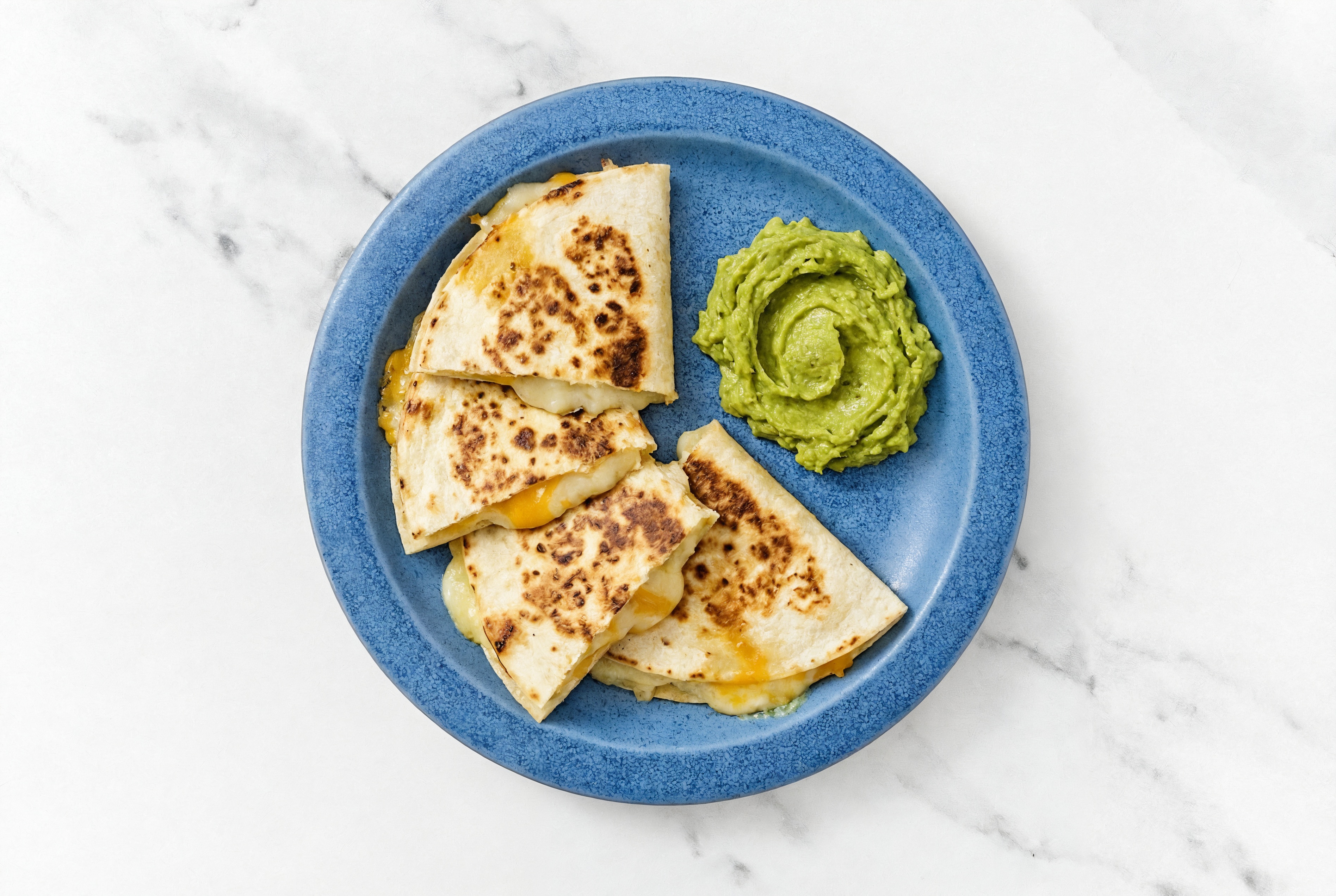 Crispy Microwave-Ready Russet Potato Cheese Quesadilla with Guacamole