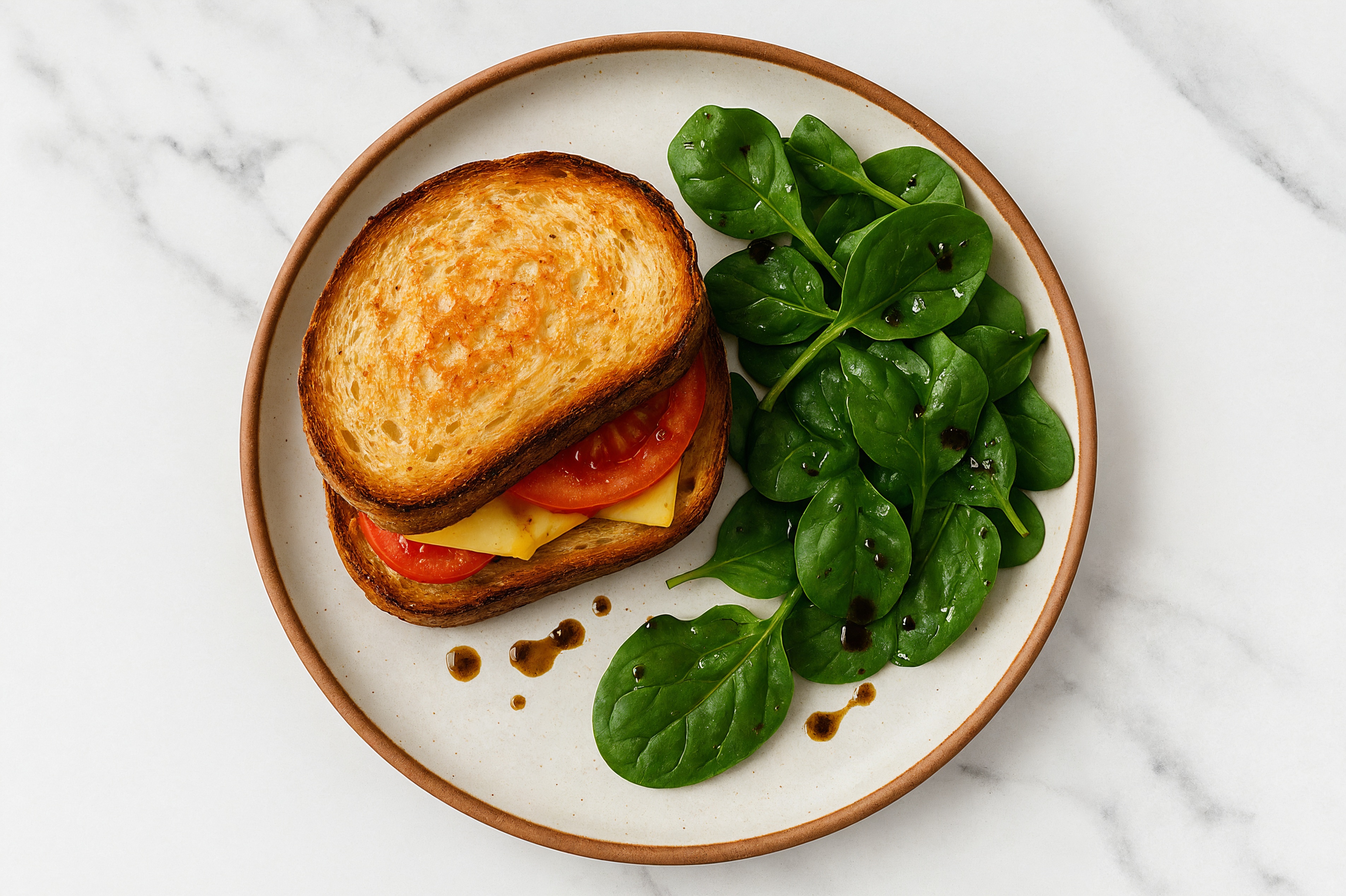 Bougie Beefsteak Tomato White Cheddar Grilled Cheese + Spinach Side Salad