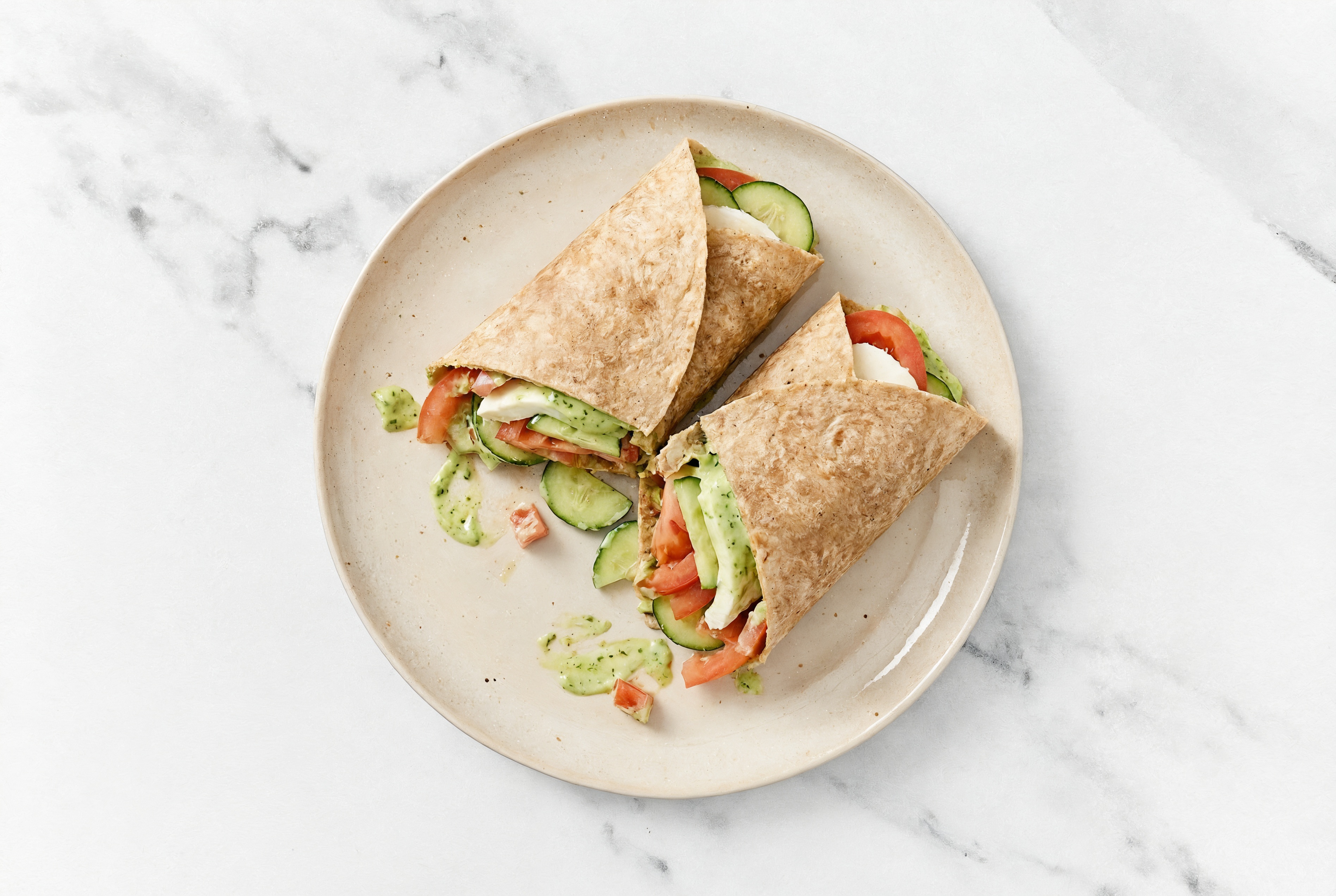 Beefsteak Tomato, Mozzarella + Cucumber Wrap