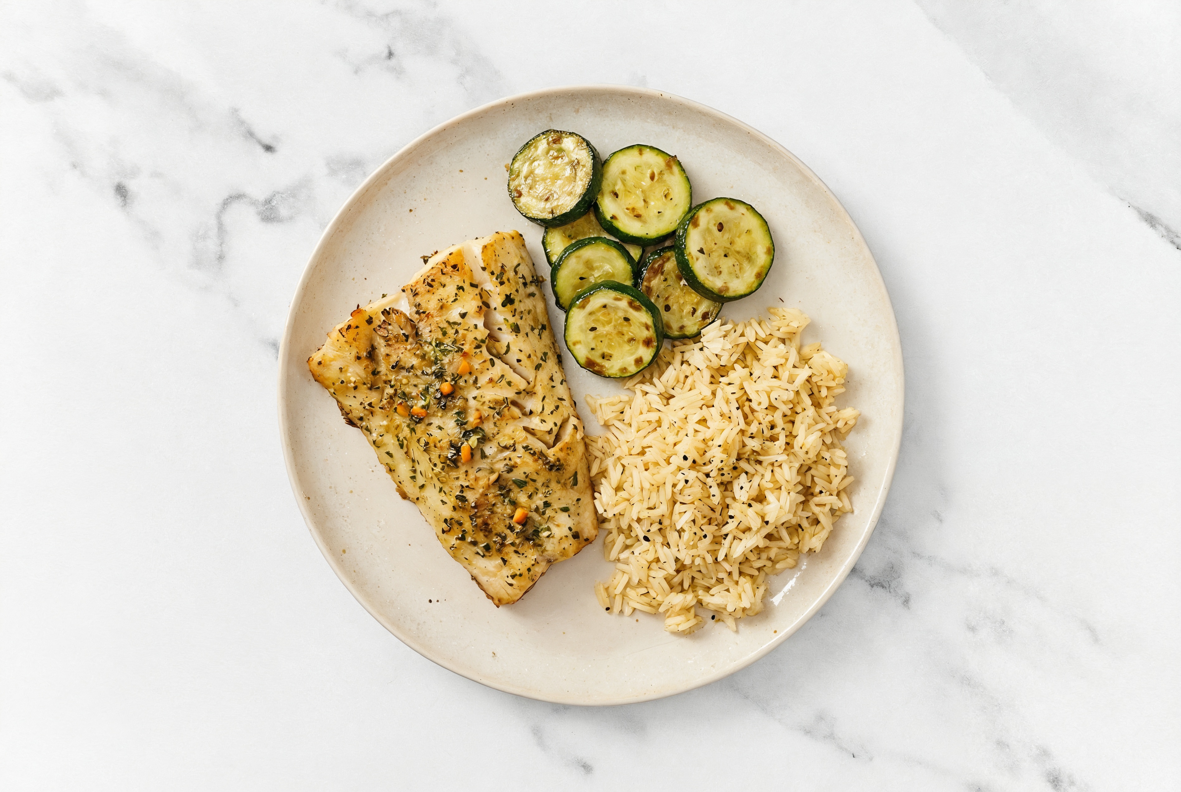 Garlic Oven Roasted Barramundi with Zucchini