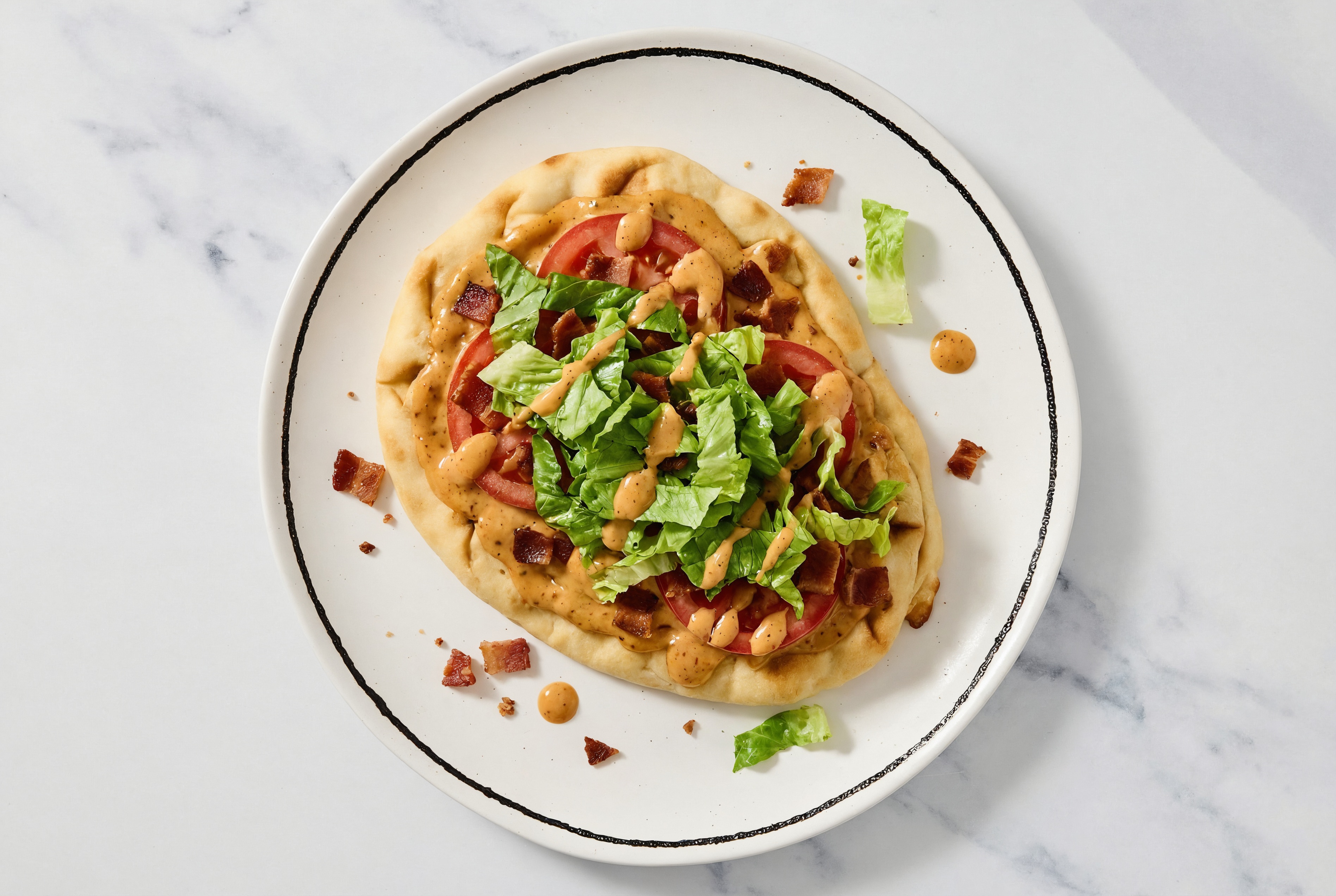 Savory BBQ BLT Flatbread with Maple Bourbon Pork Bacon