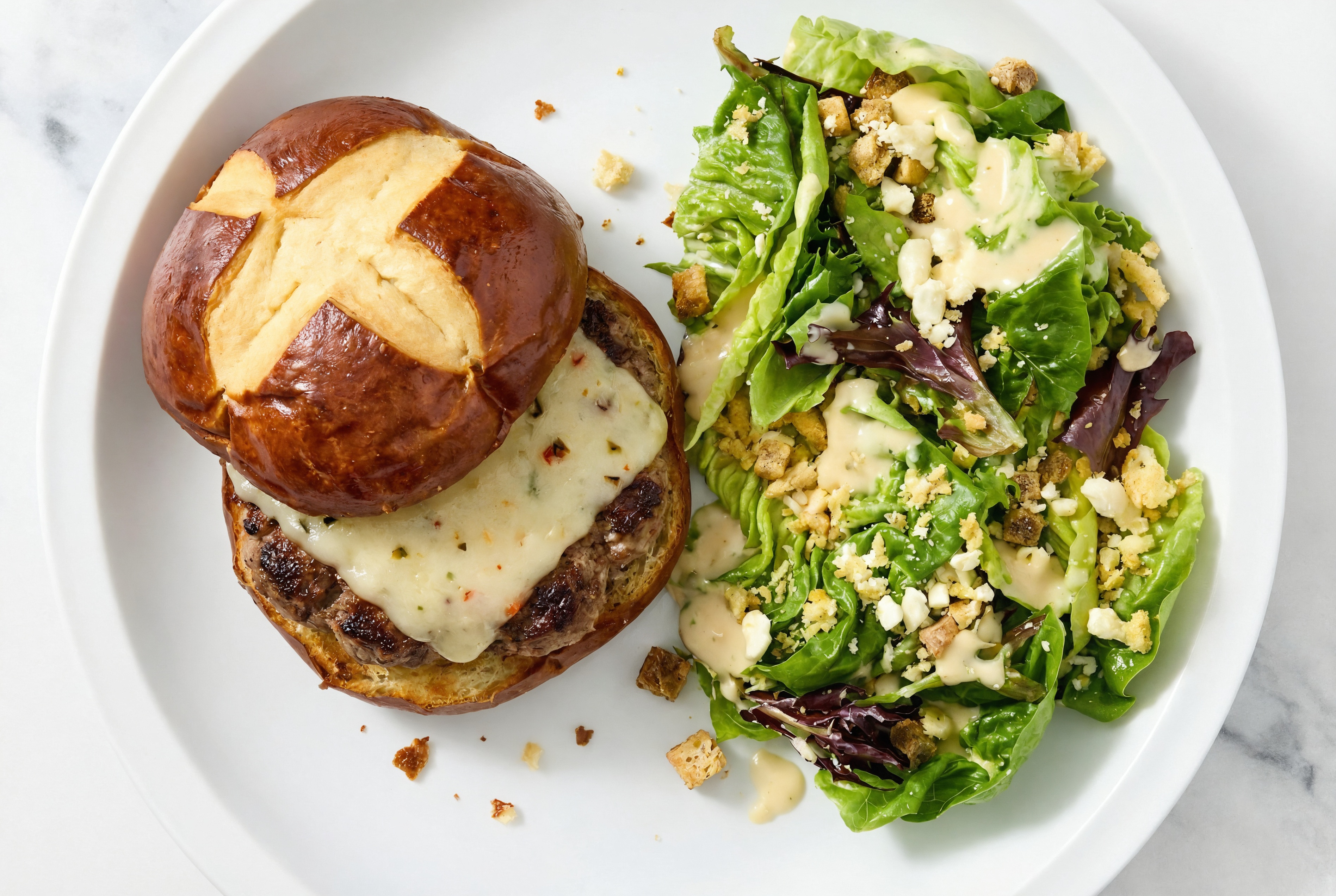 Savory Cheeseburger + Little Gem Salad with Ground Beef Patties