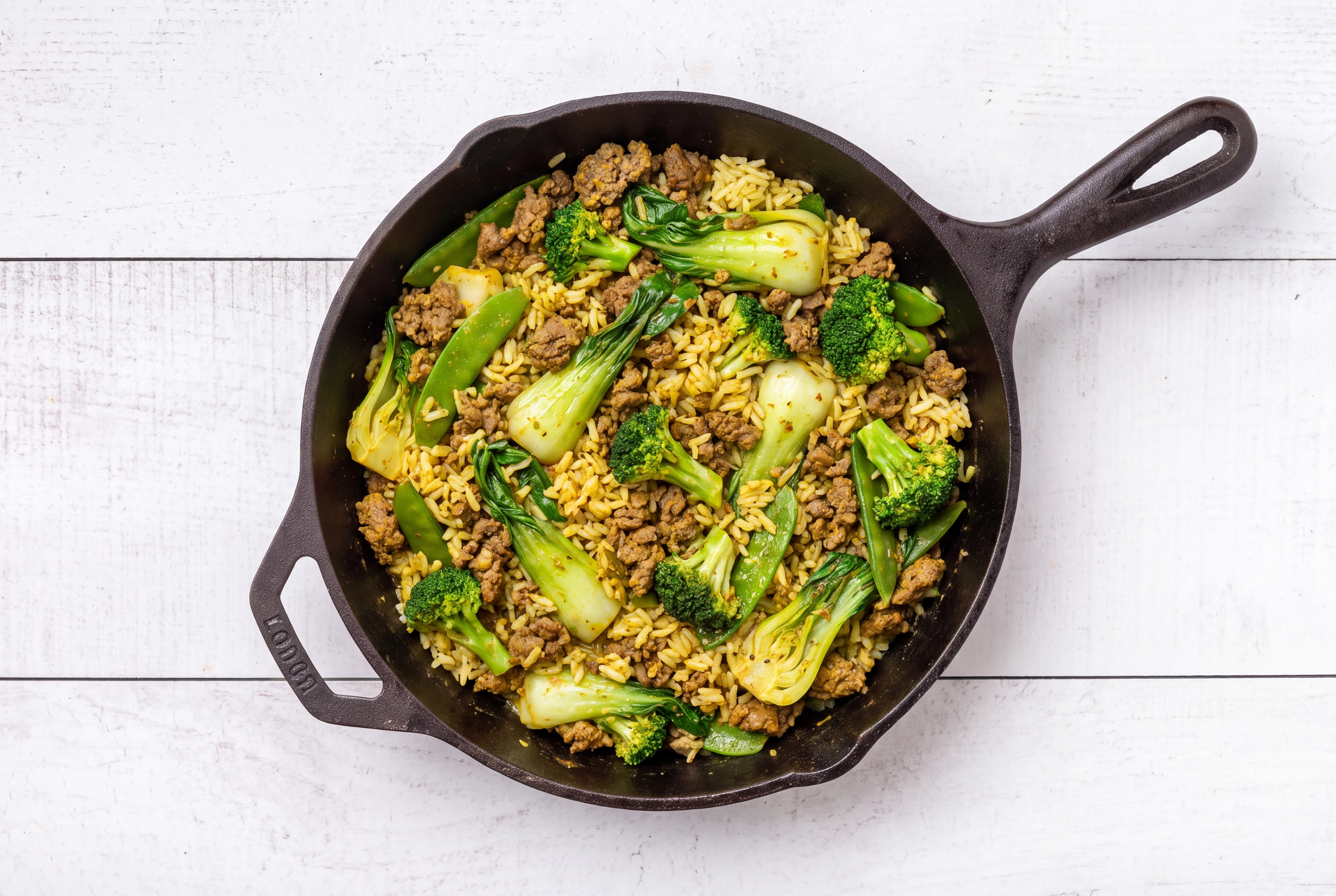 Curry Bok Choy + Ground 93/7 Lean Beef Stir-Fry