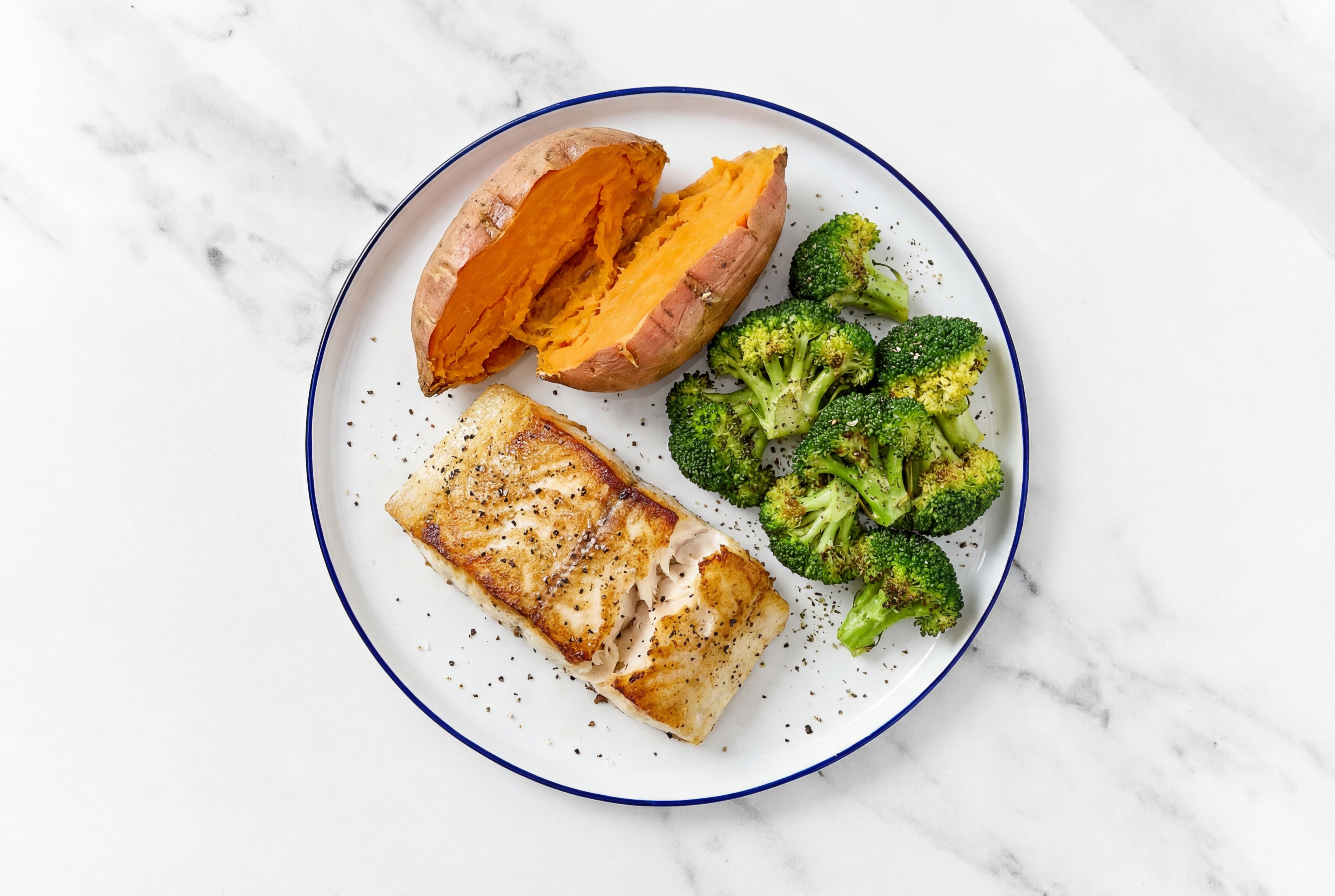 Herby Ranch Seasoned Barramundi with Sweet Potato + Organic Broccoli