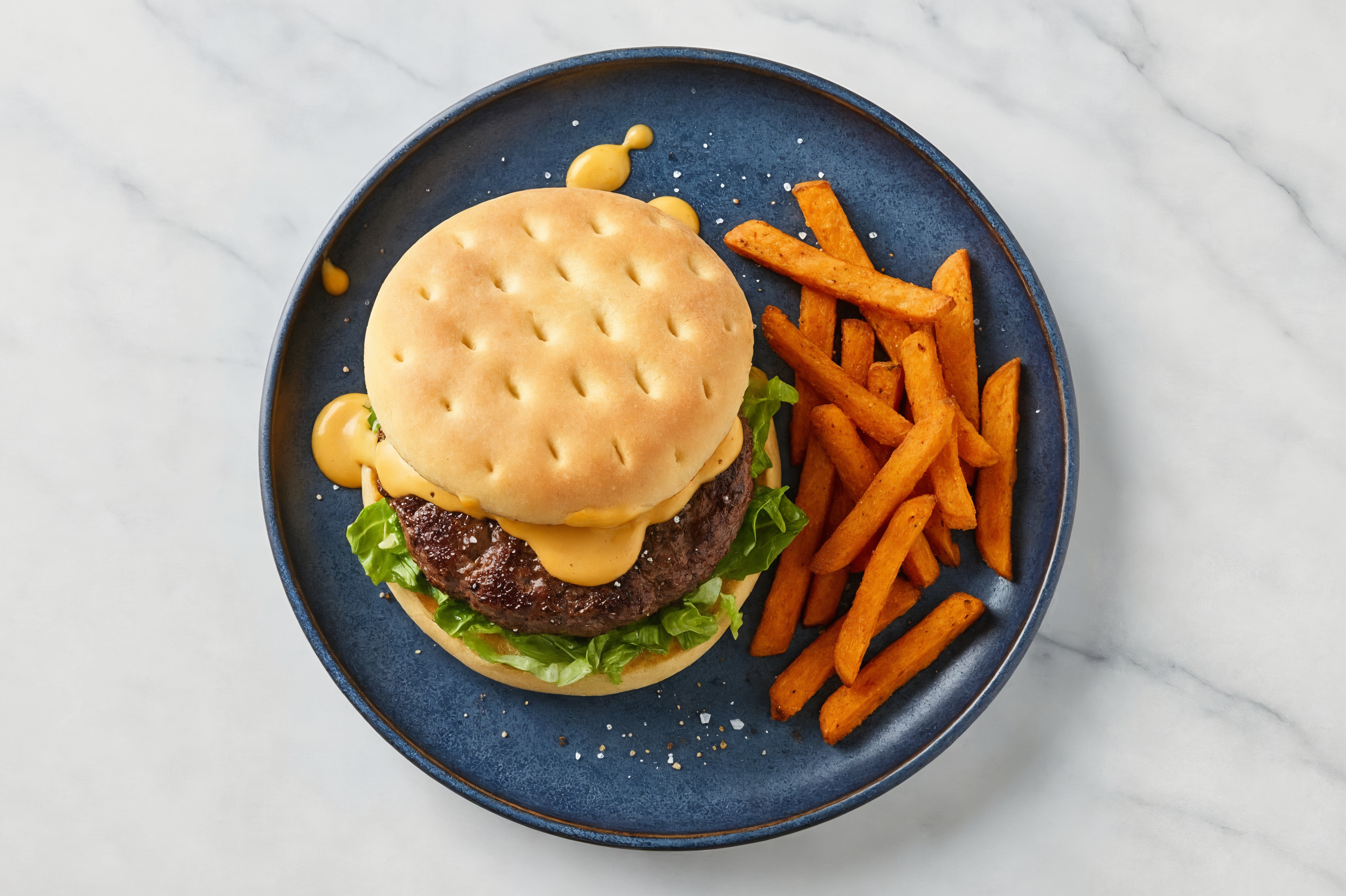Super Special Burger with Sweet Potato Fries with Wagyu Beef Patties