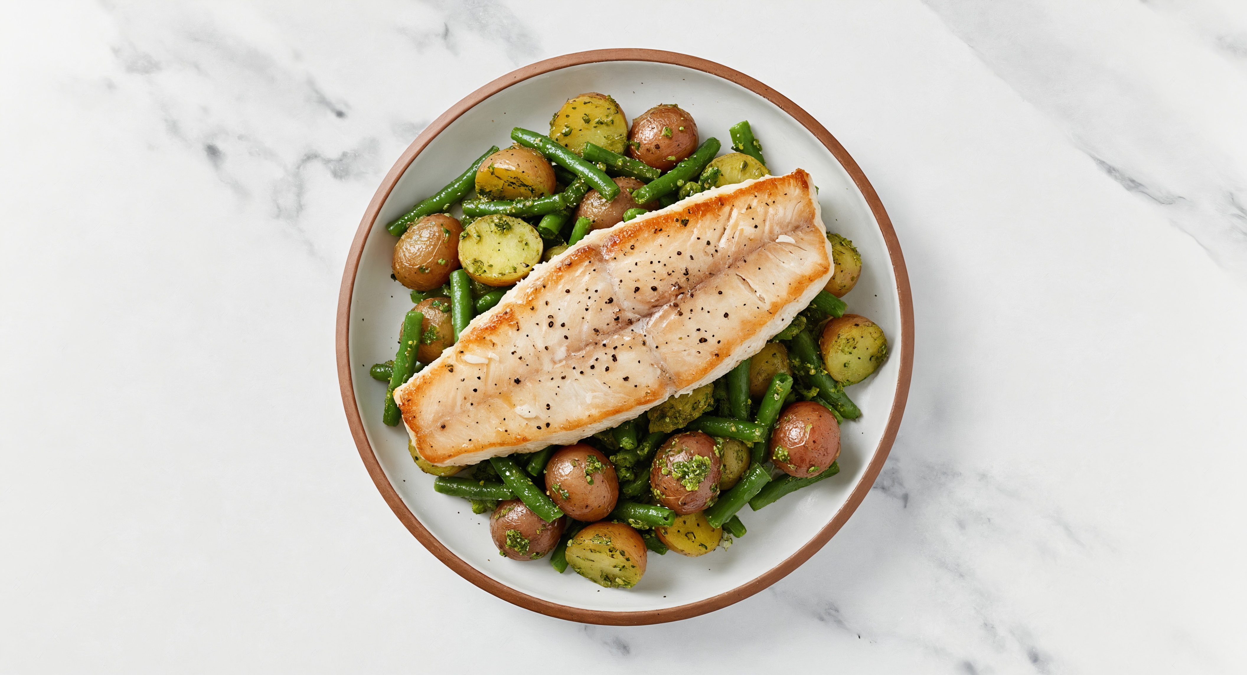 Seared Trout + Pesto Potato Salad