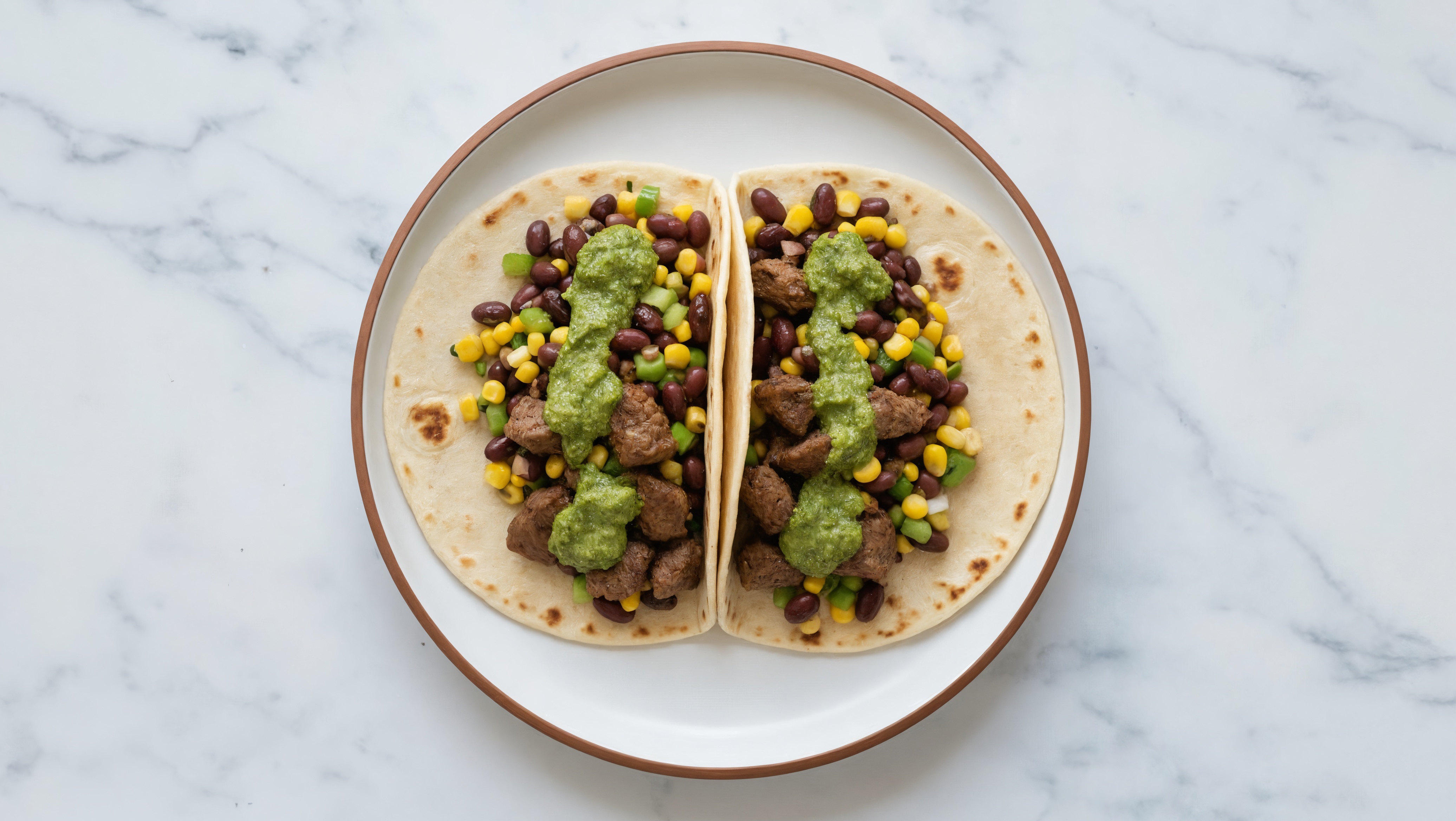 Chimichurri Beef + Bean Tacos