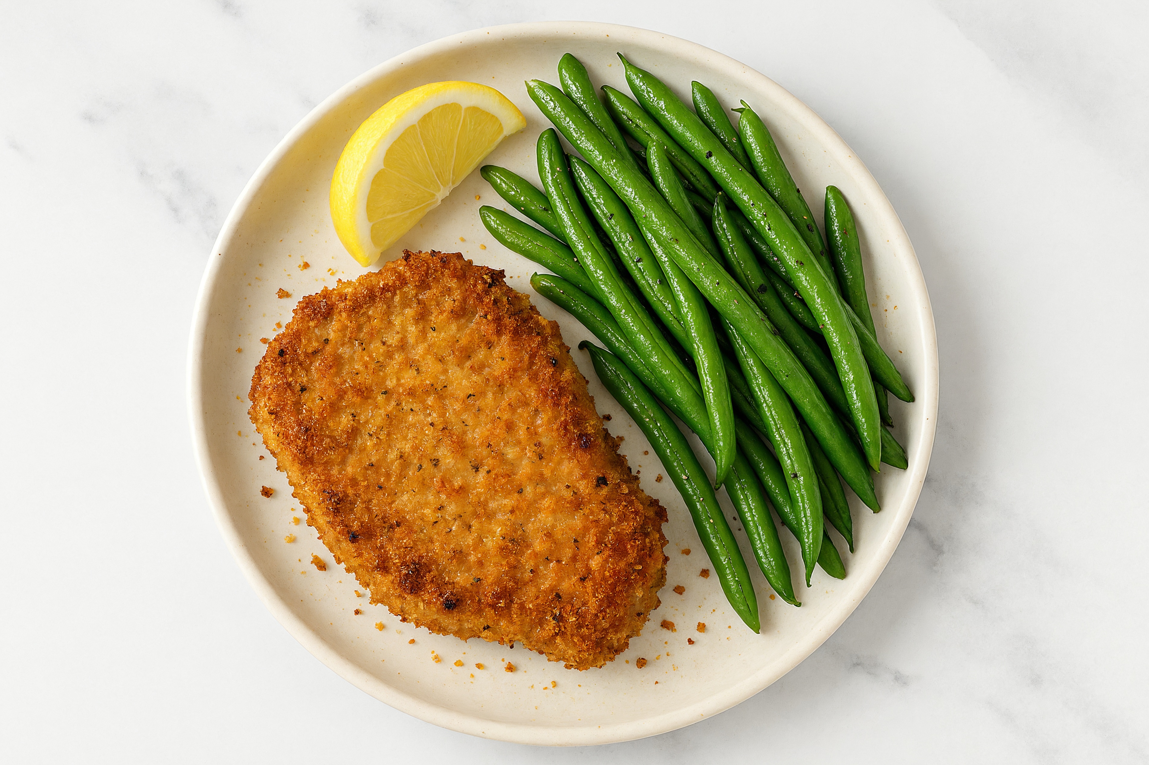Oven-Roasted Pork Schnitzel + Organic Green Beans