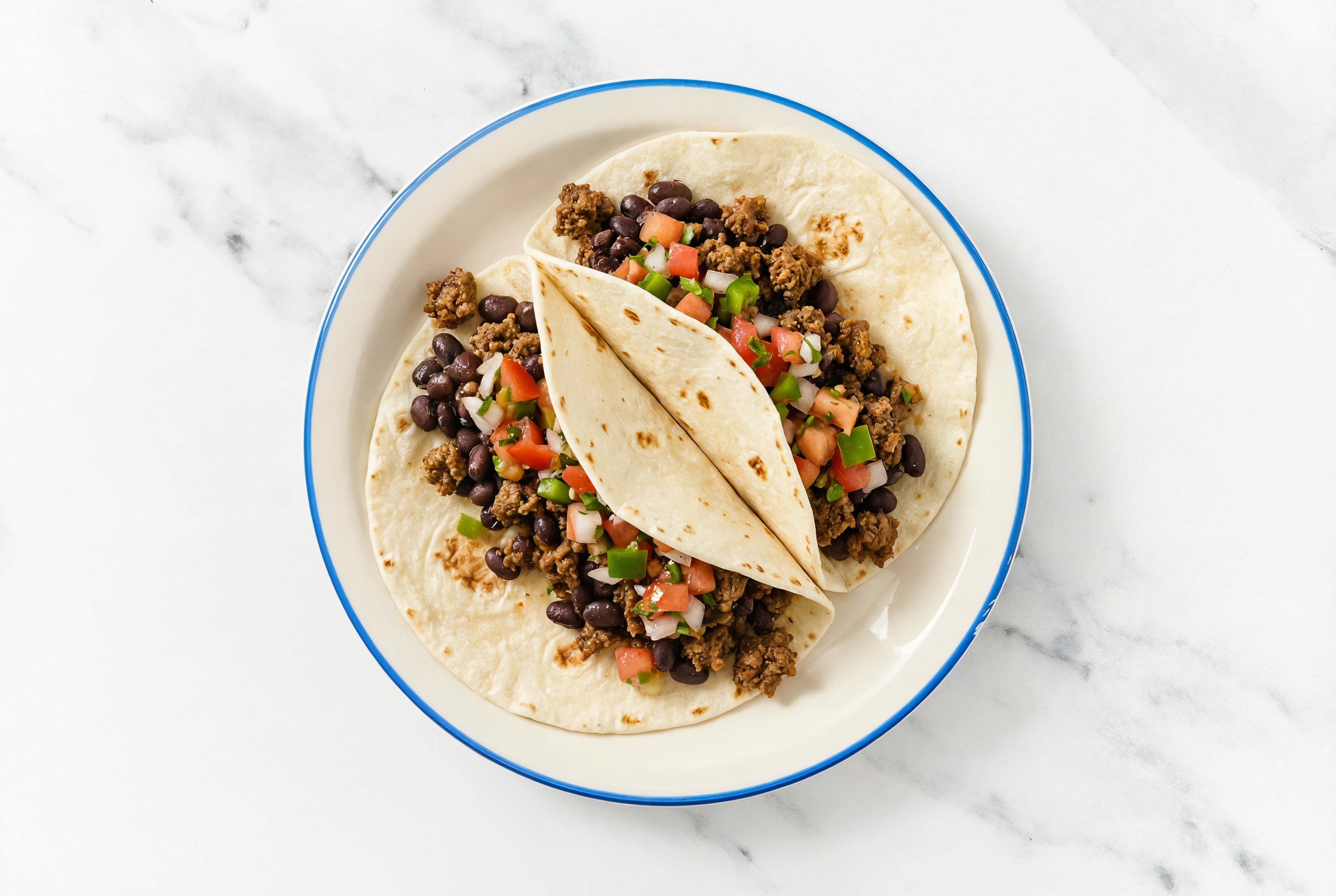  Mexican-Style Ground Beef Tacos with Fresh Salsa & Spiced Beans