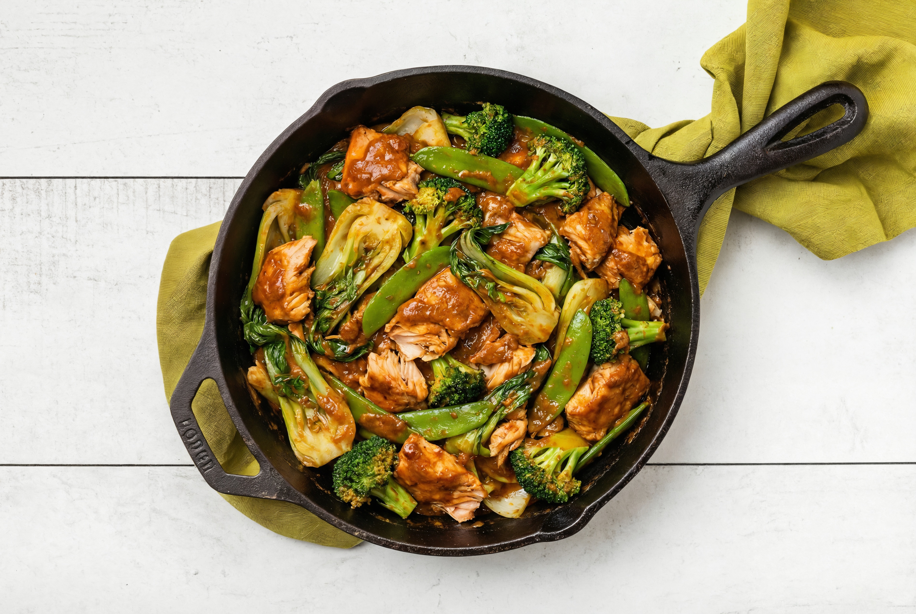 Tikka Masala Steelhead Trout Stir-Fry with Bok Choy over Riced Cauliflower