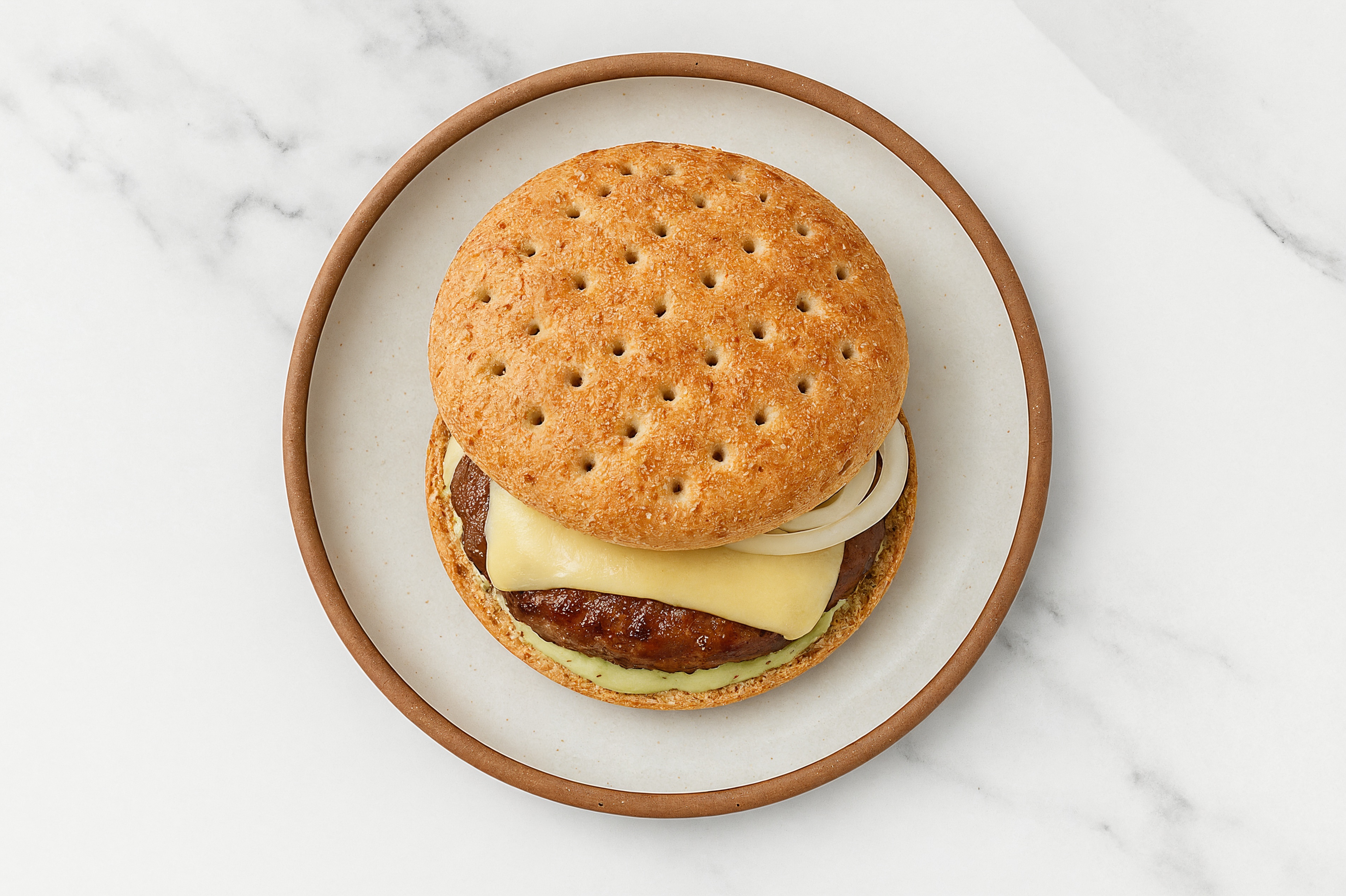  Bison Burger with Vegan Jalapeño Crema + Havarti