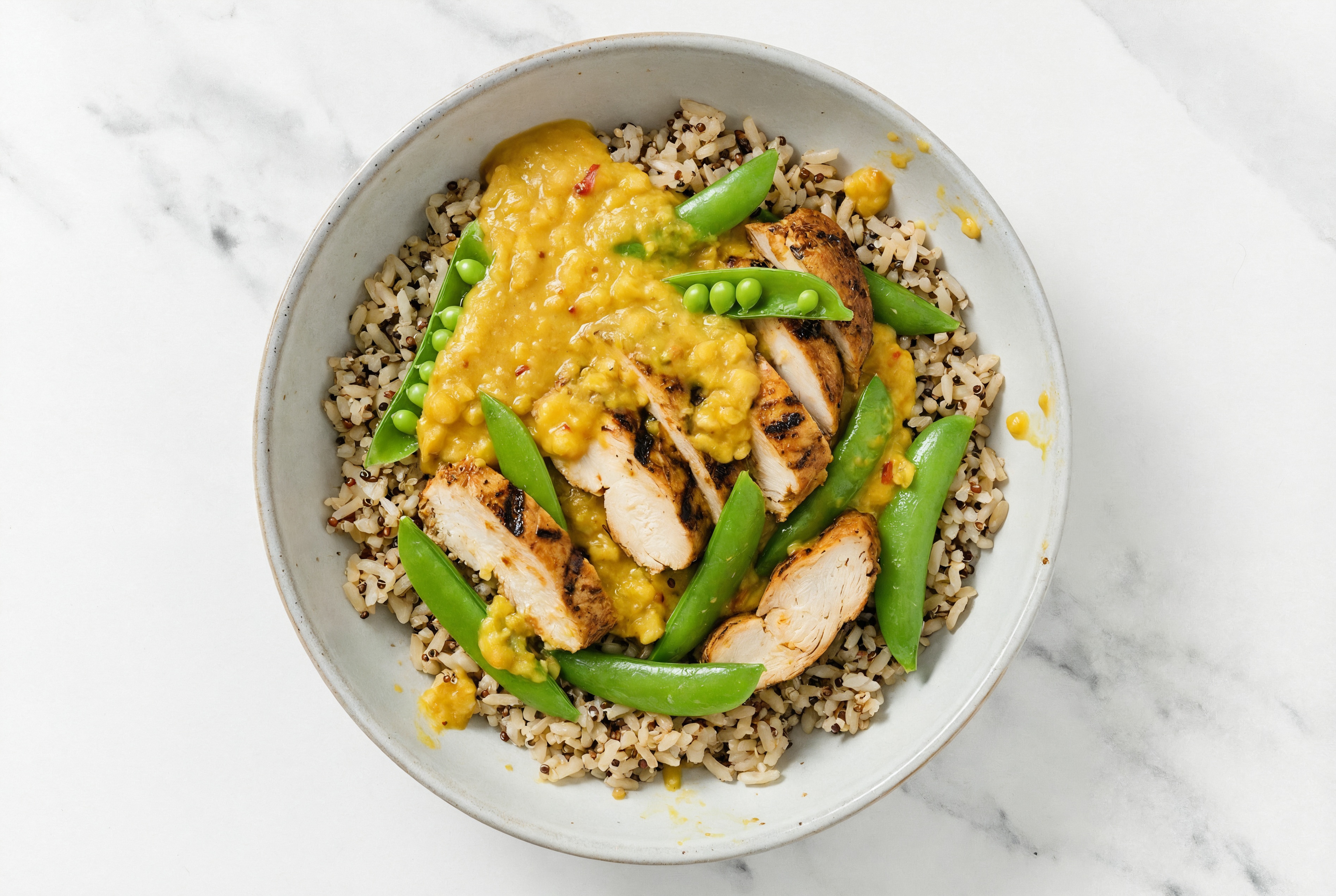 Blackened Chicken + Red Lentil Dal Grain Bowl