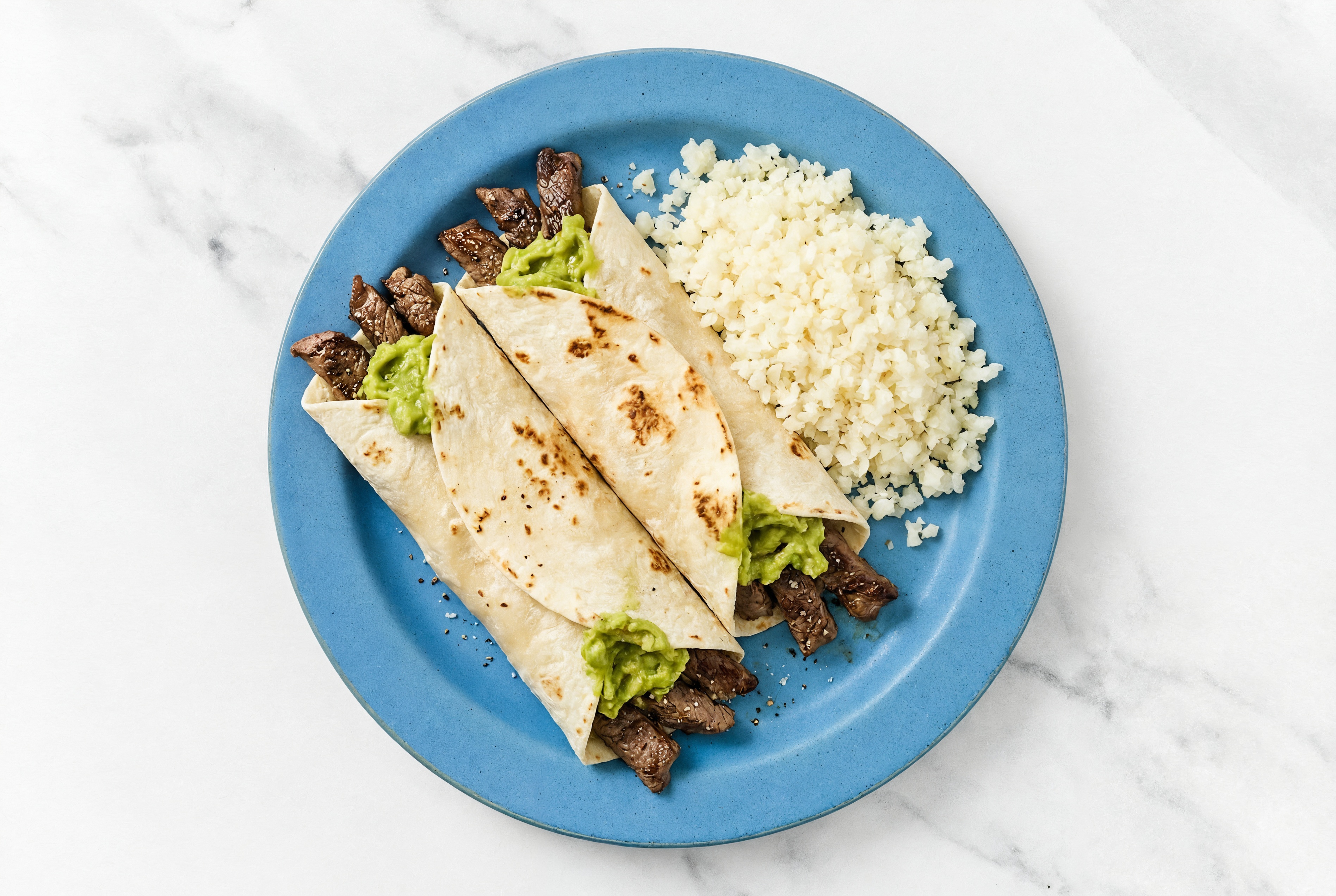 Beef + Guac Cauli Rice Burrito