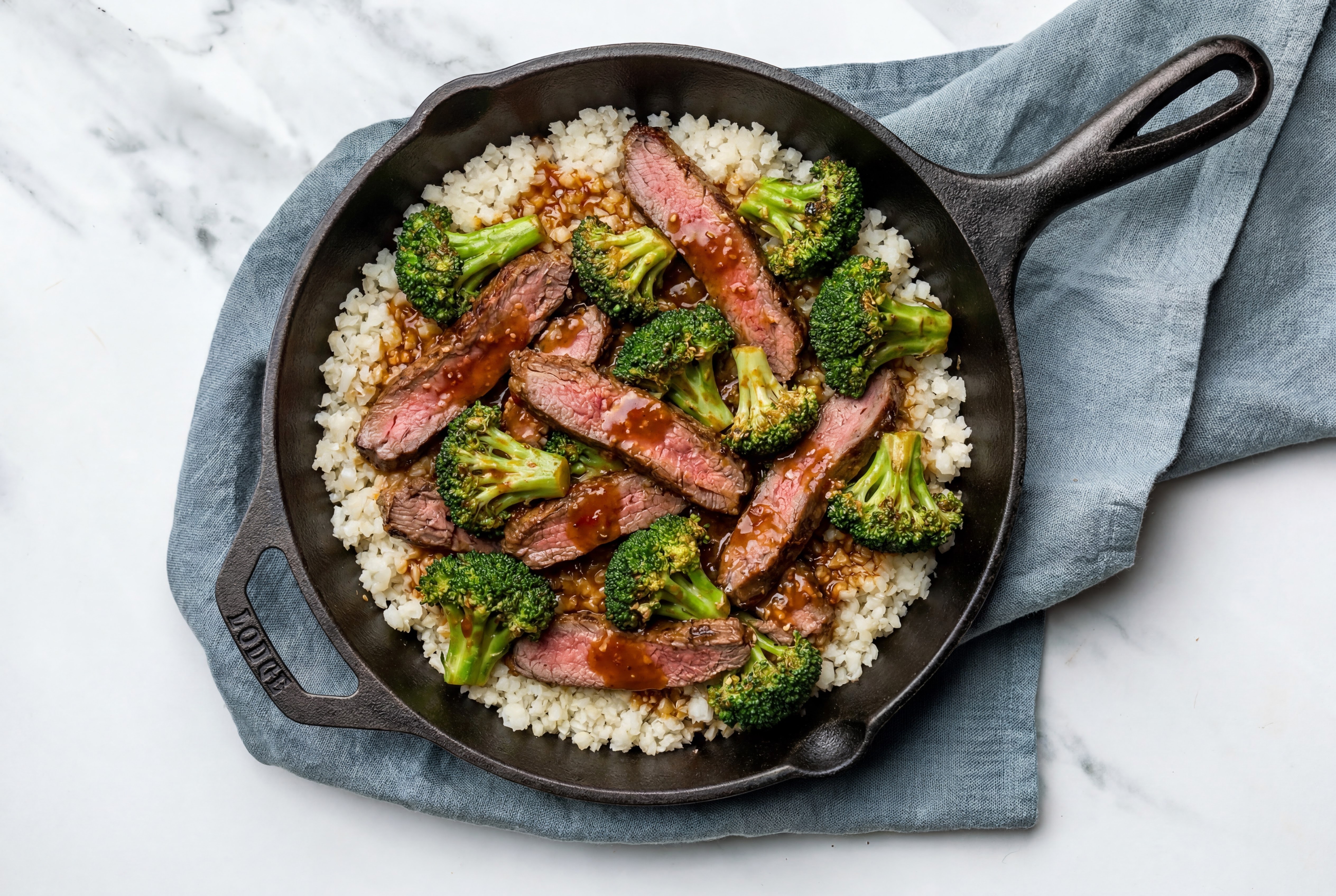 Takeout-Style Rosemary Garlic Beef Flank Steak + Broccoli