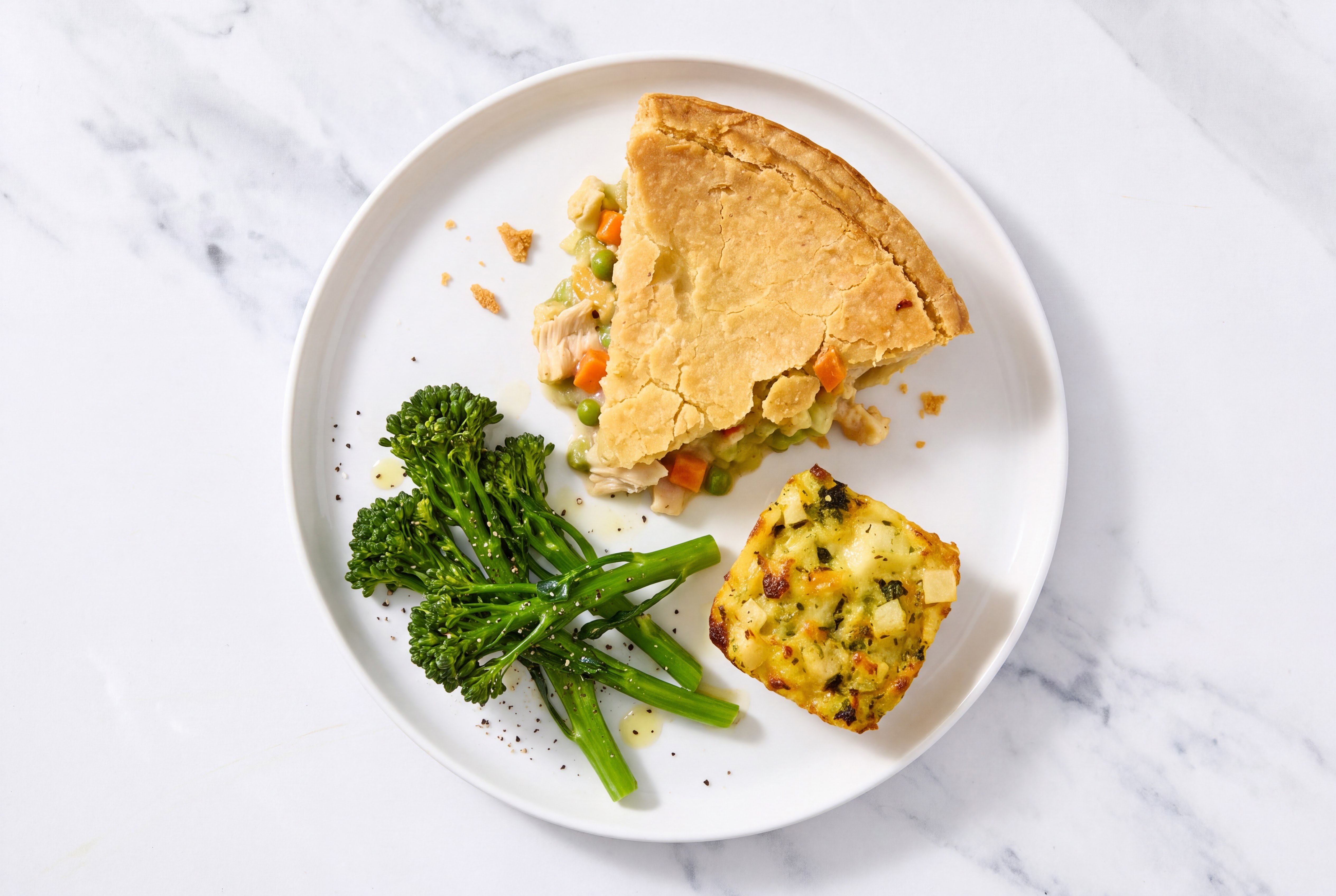 Chicken Pot Pie with Baby Broccoli & Potato Bake