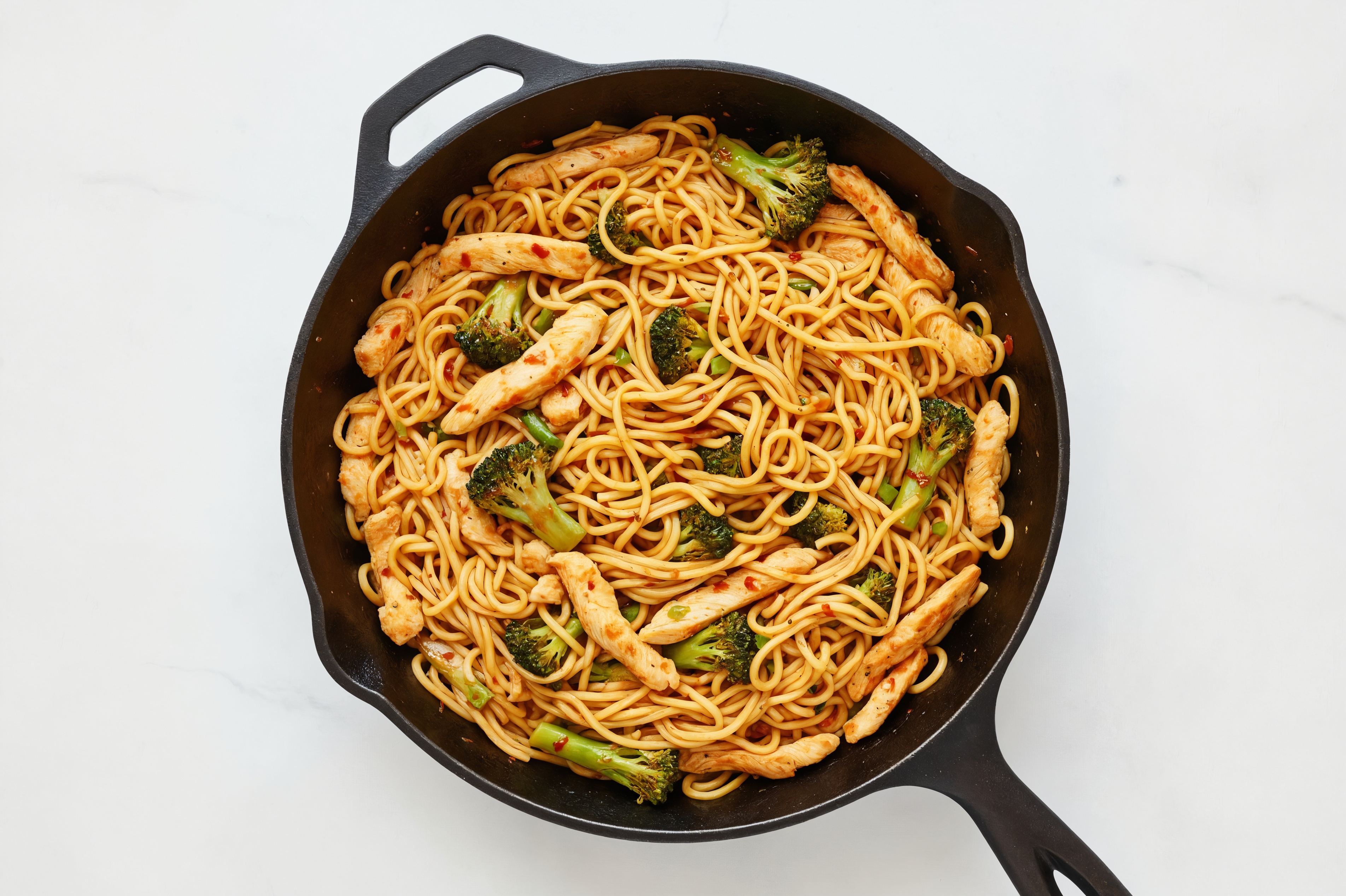 Sweet Chili Chicken Ramen Noodles with Broccoli Florets