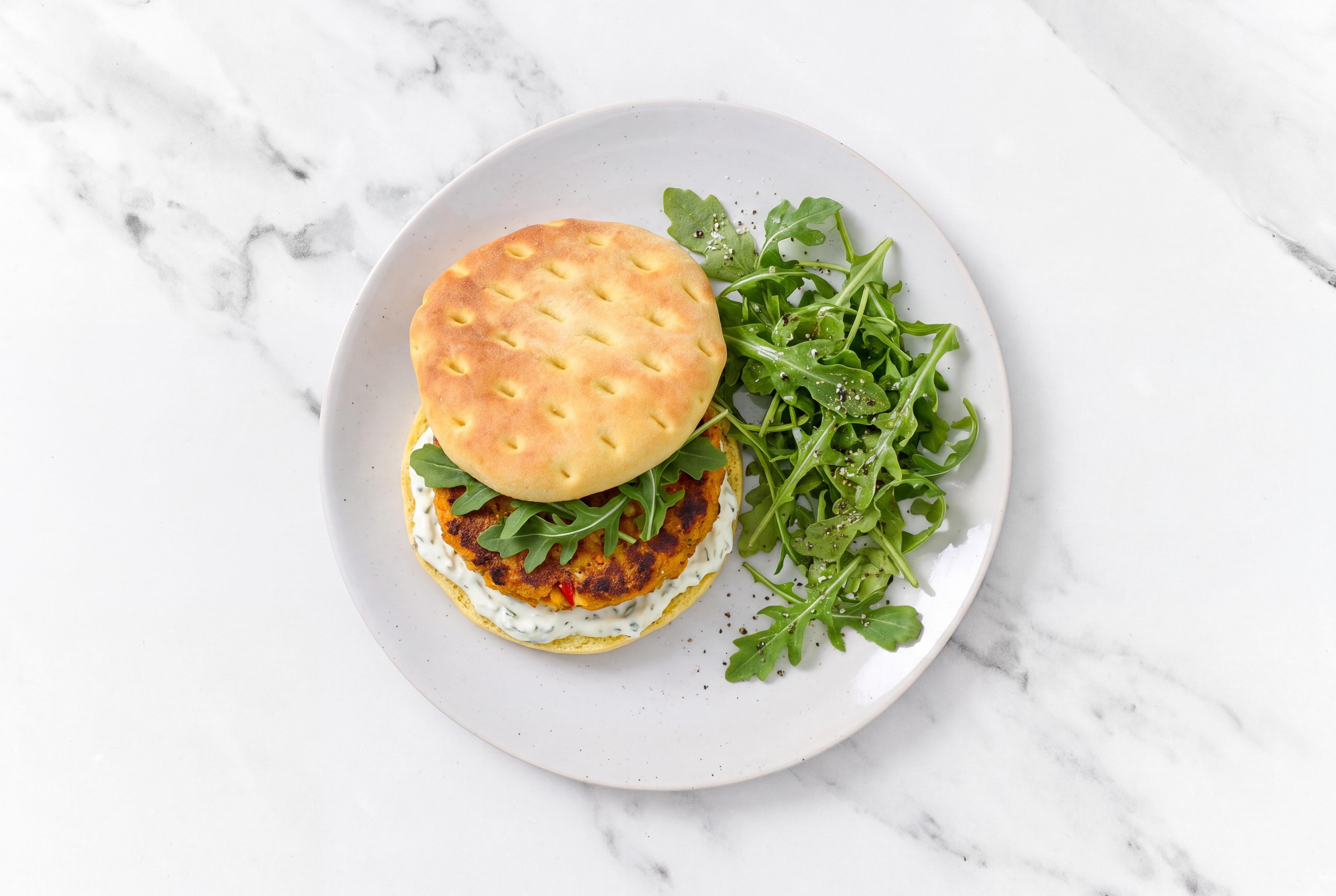 Tzatziki Sweet Potato Veggie Burger
