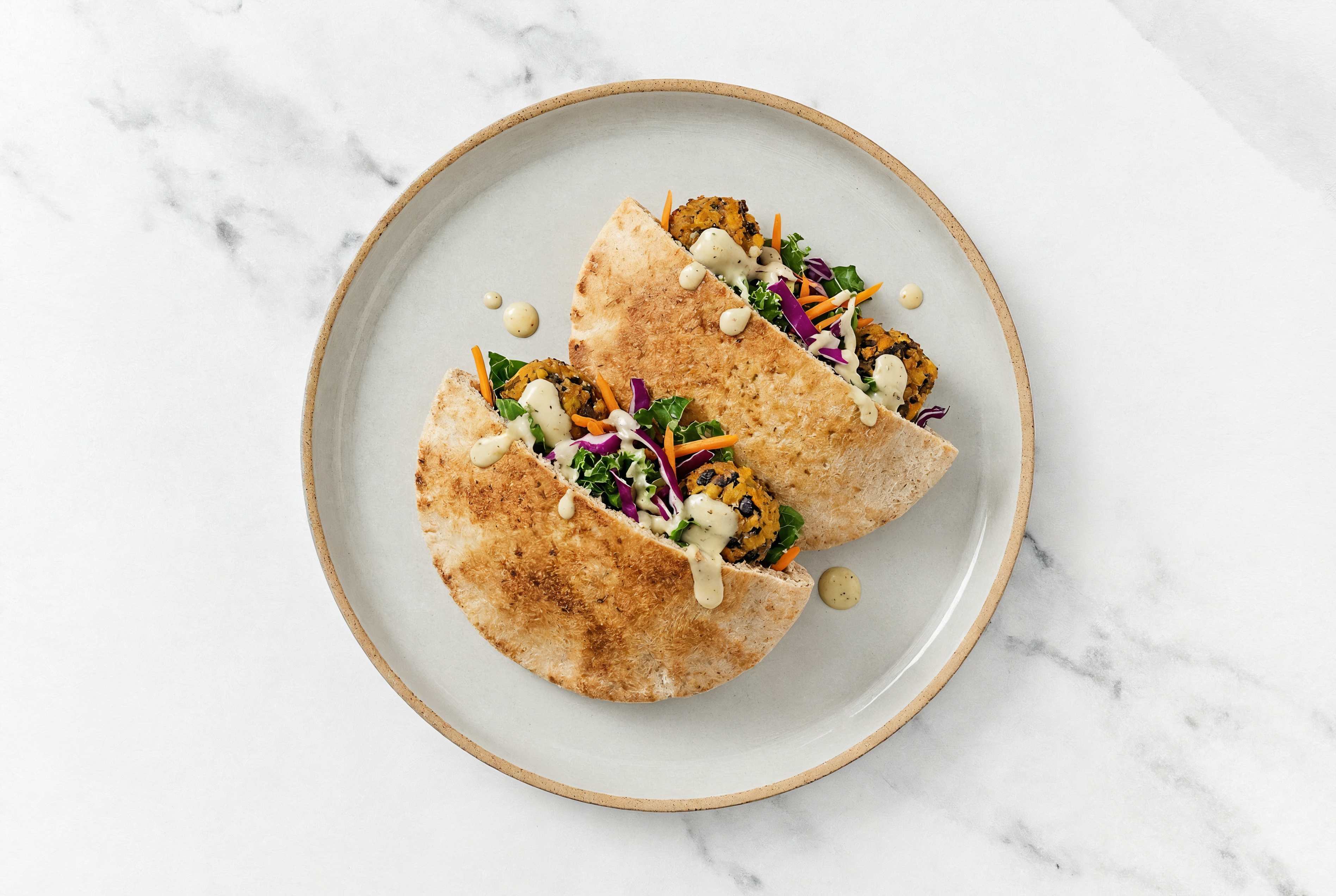 Rainbow Veggie + Black Bean Ball Whole Grain Pita Pockets Sandwich