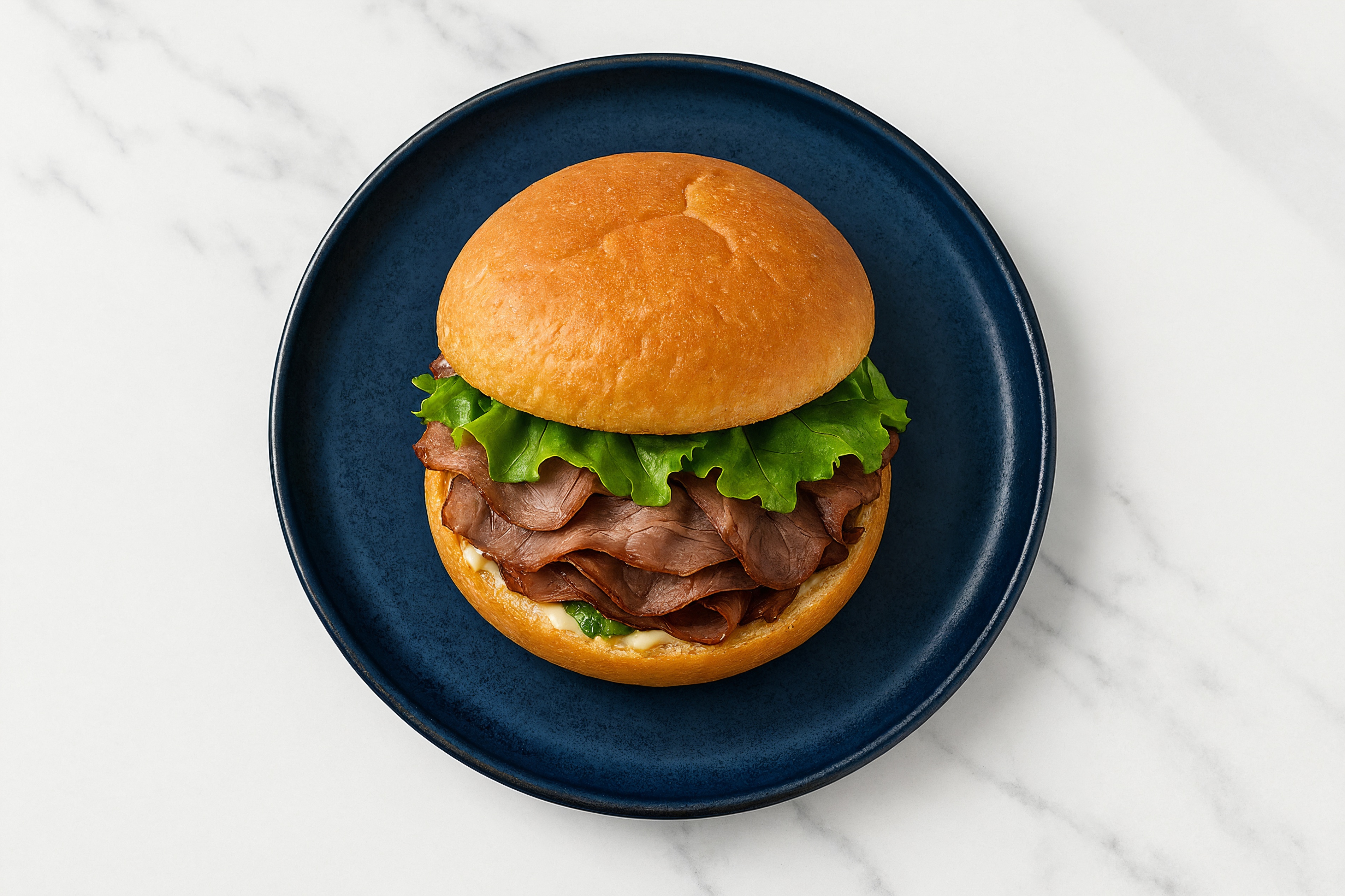 Creamy Horseradish Beef Steak Sandwich with Green Leaf Lettuce on Gluten-Free Buns