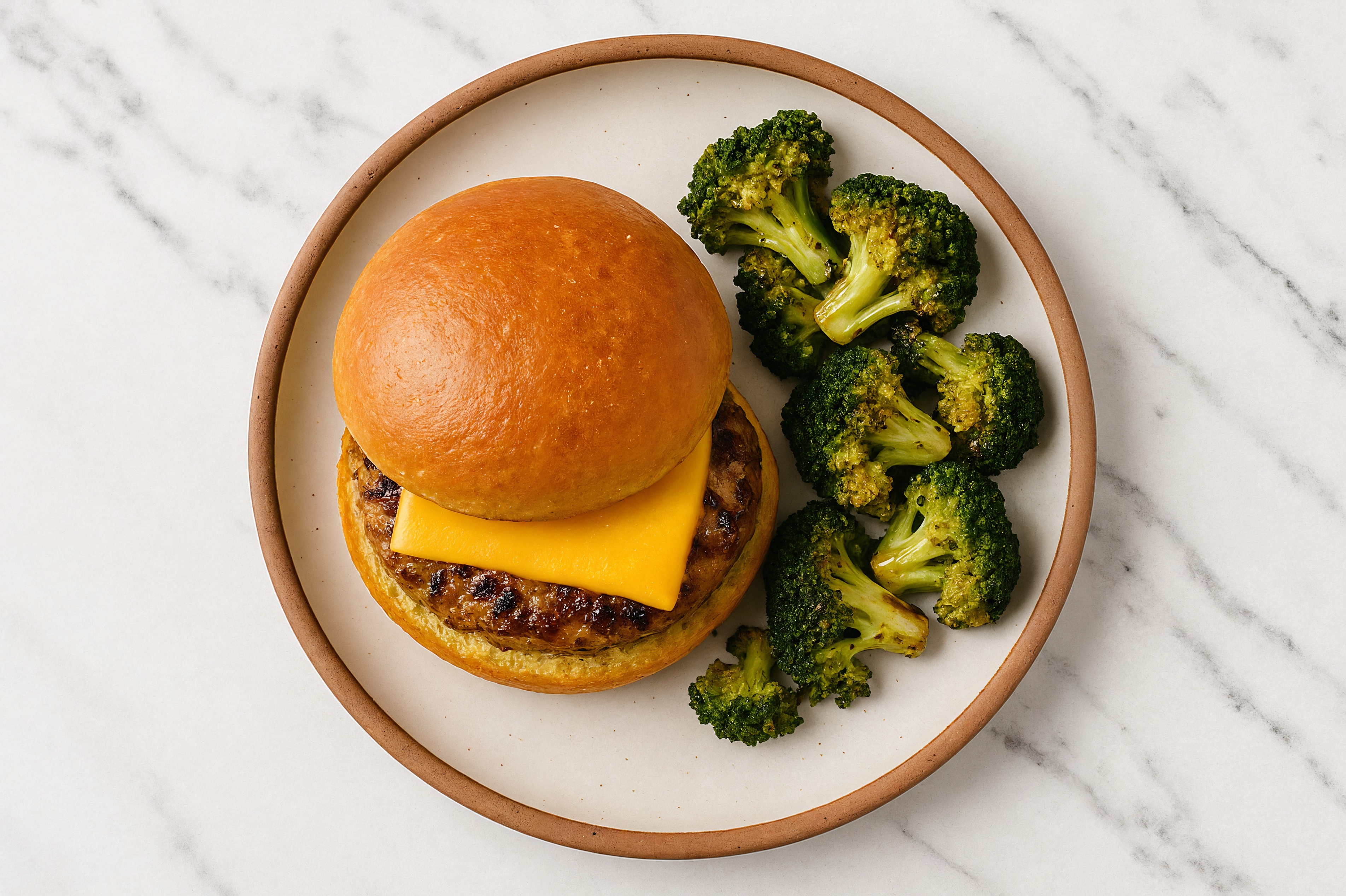 Cheesy Ranch Turkey Burgers with Broccoli Florets