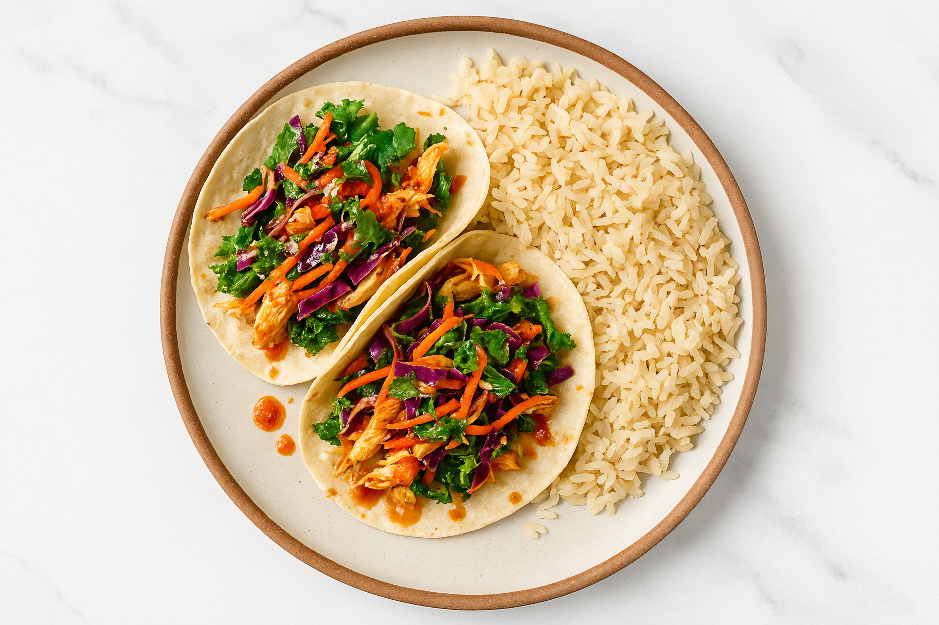 Sweet Chili Chicken Tacos + Cilantro Rice