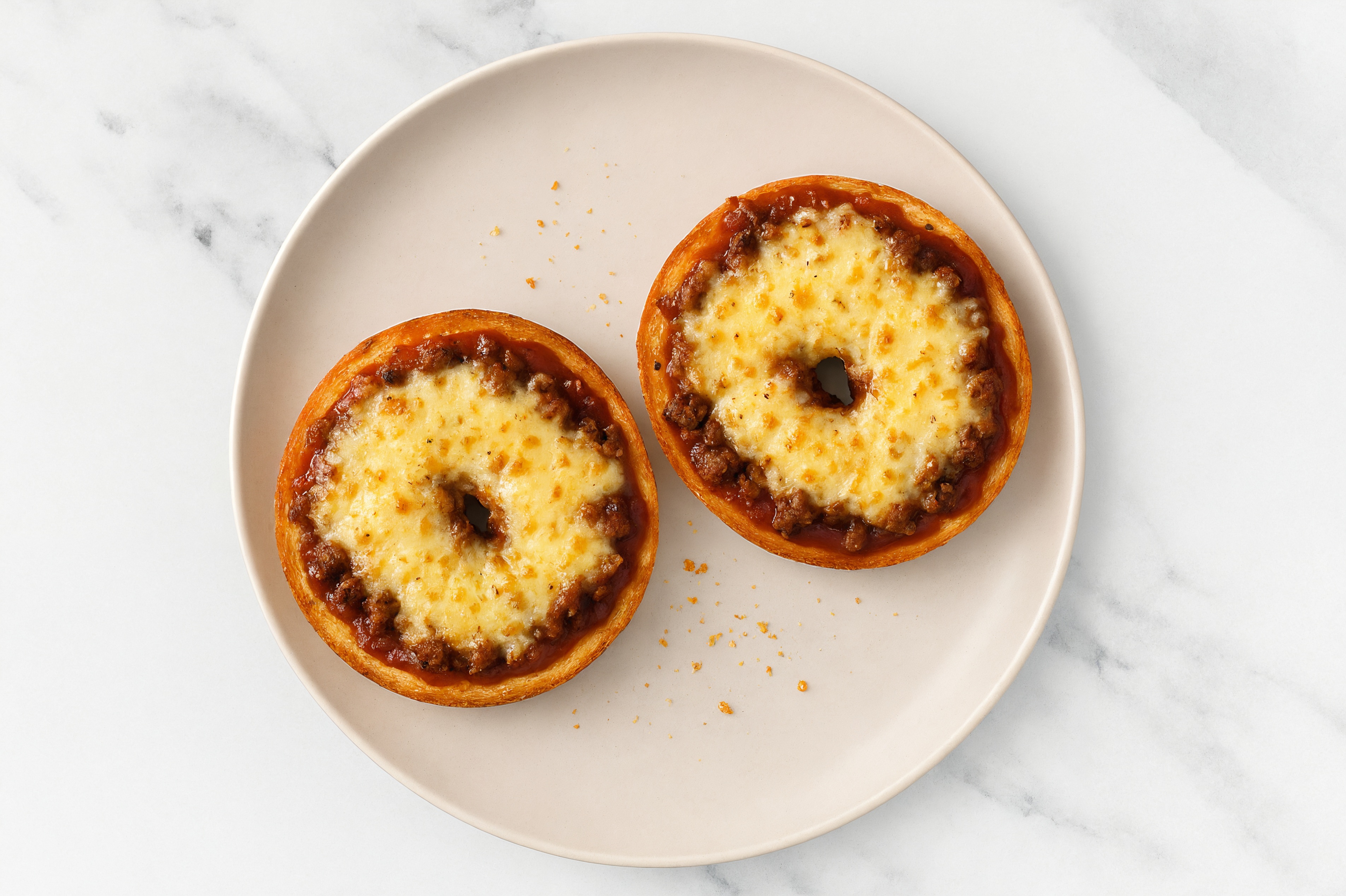 BBQ Ground Beef Pizza Gluten-Free Plain Bagels