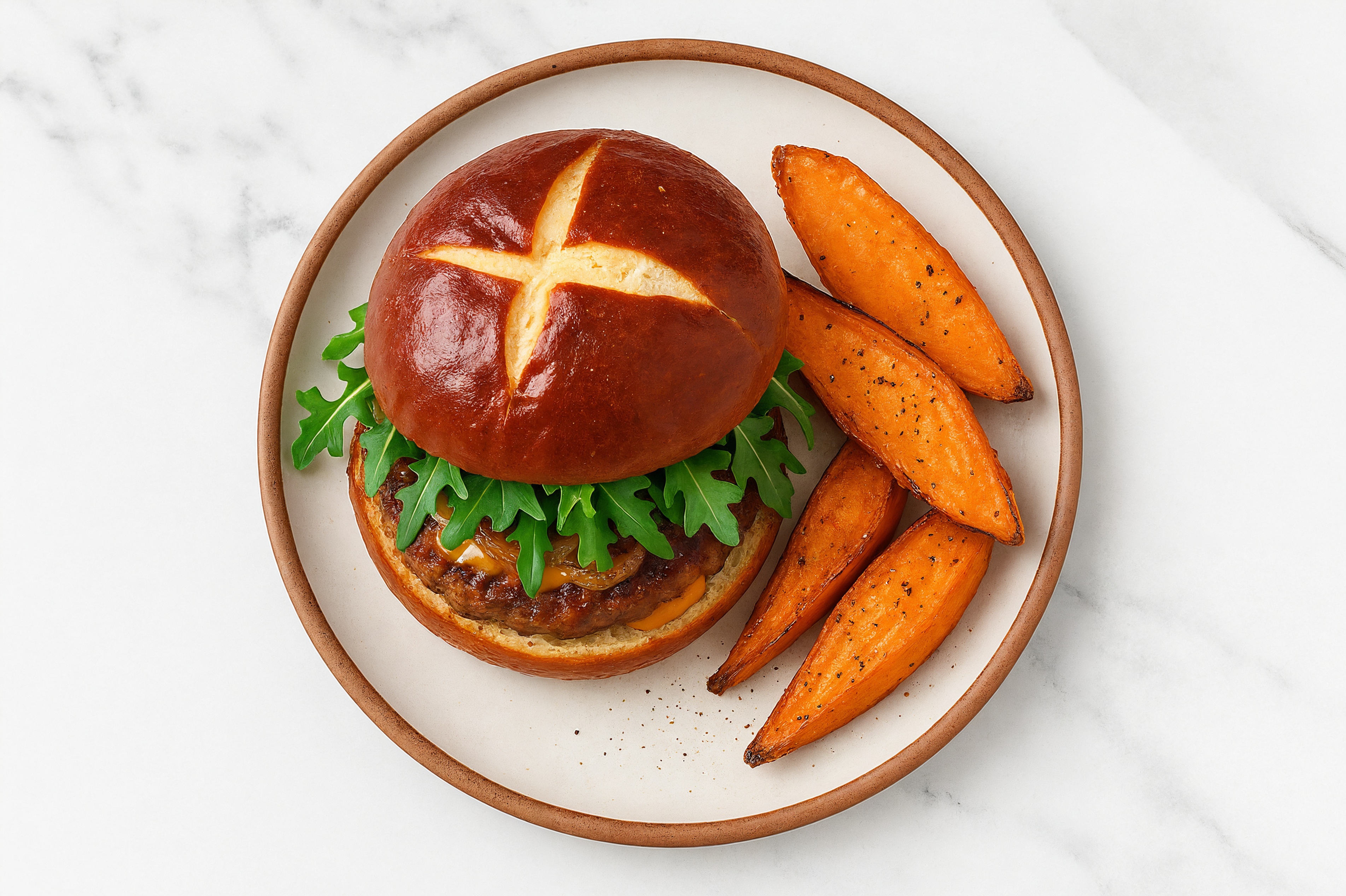 Herby Bacon + Cheddar Burger with Caramelized Onions