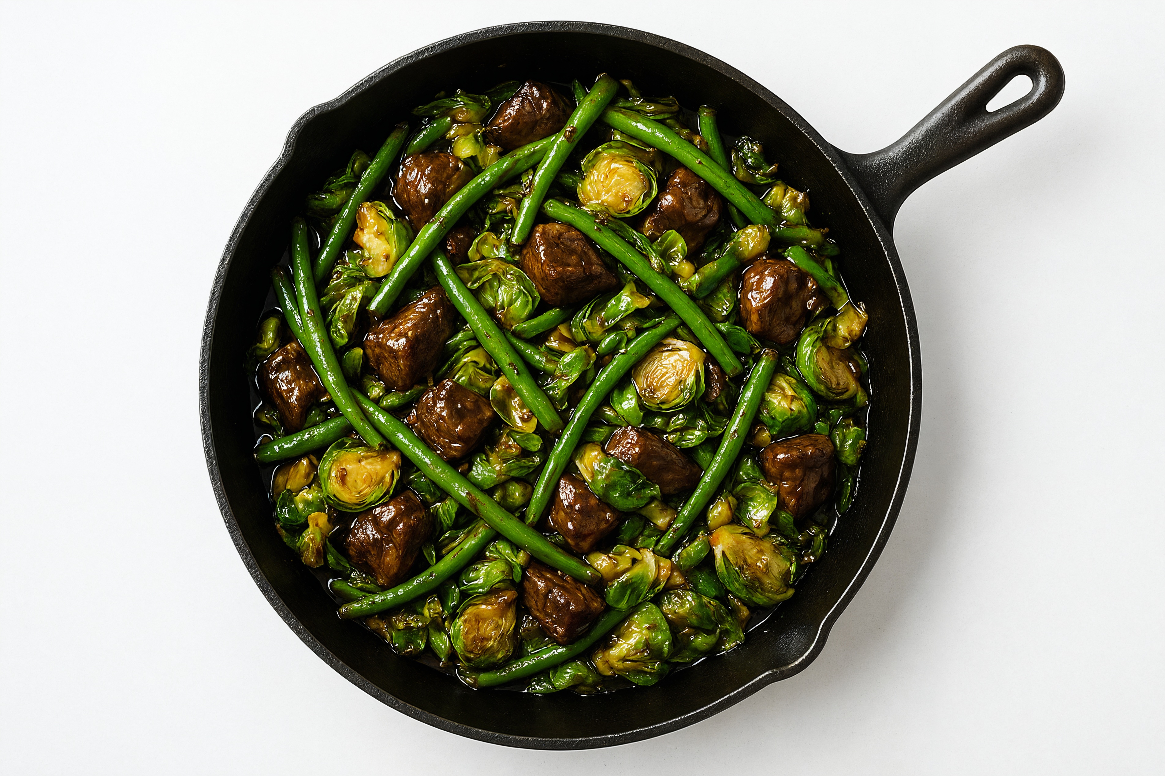 Teriyaki Bison Stir-Fry with Green Beans & Brussels