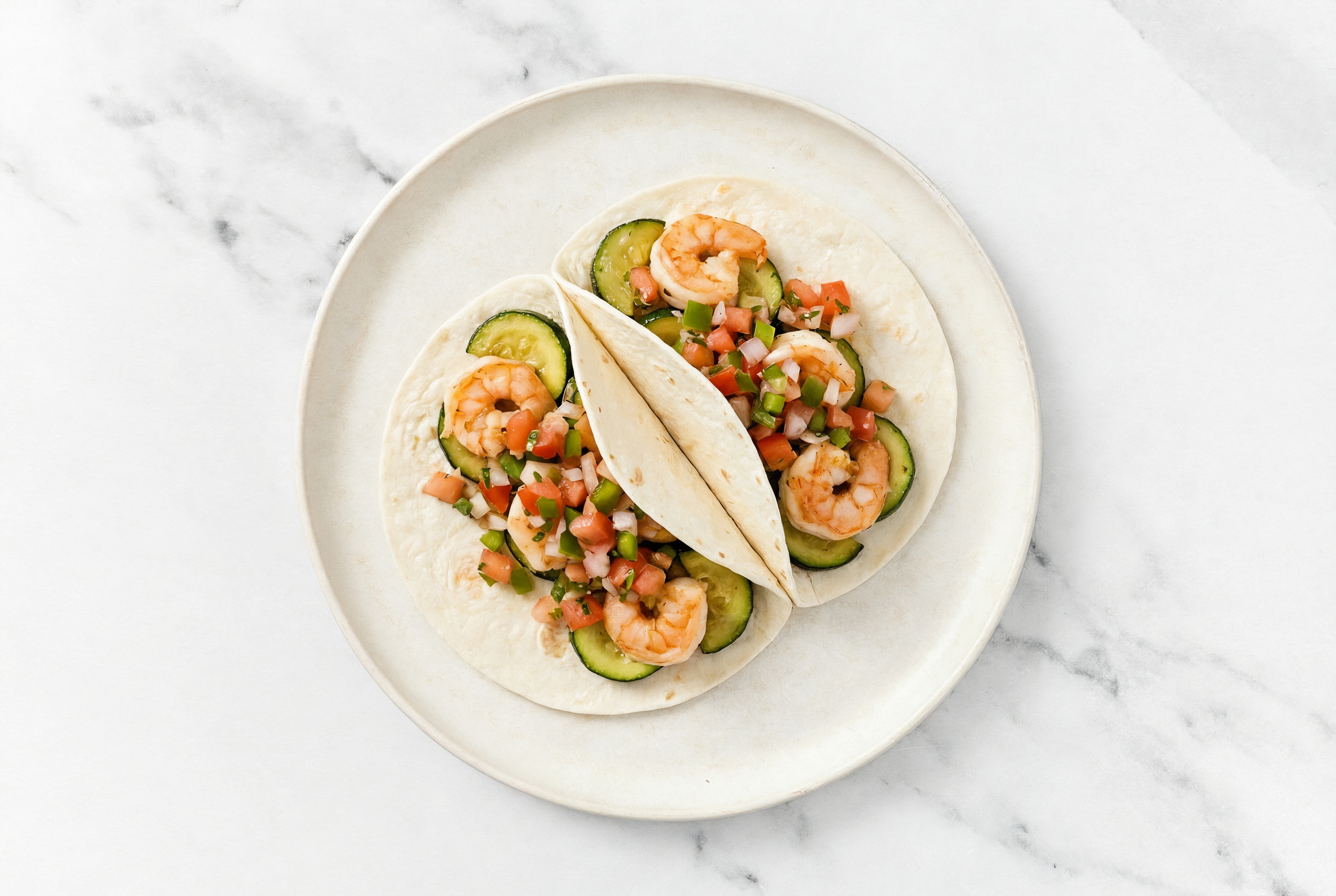 Rustic Summertime Salsa Medium Cooked Shrimp XL Tacos