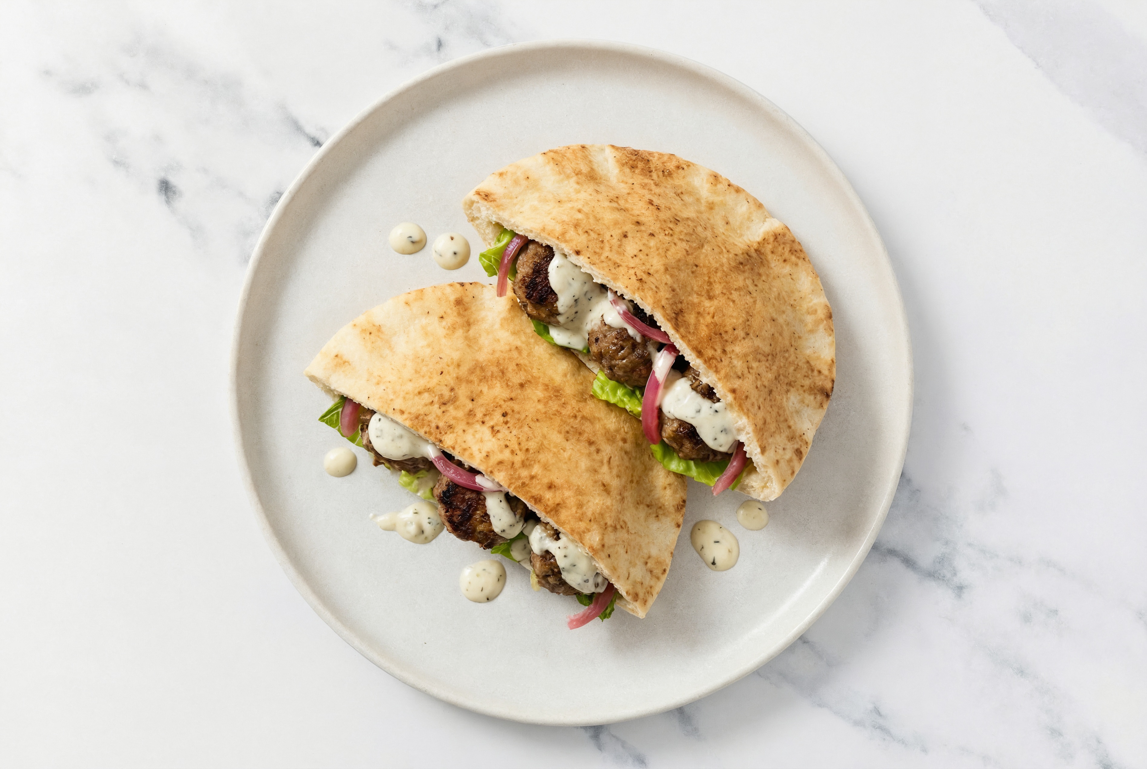 Garlicky Beef Kofta Traditional Pita