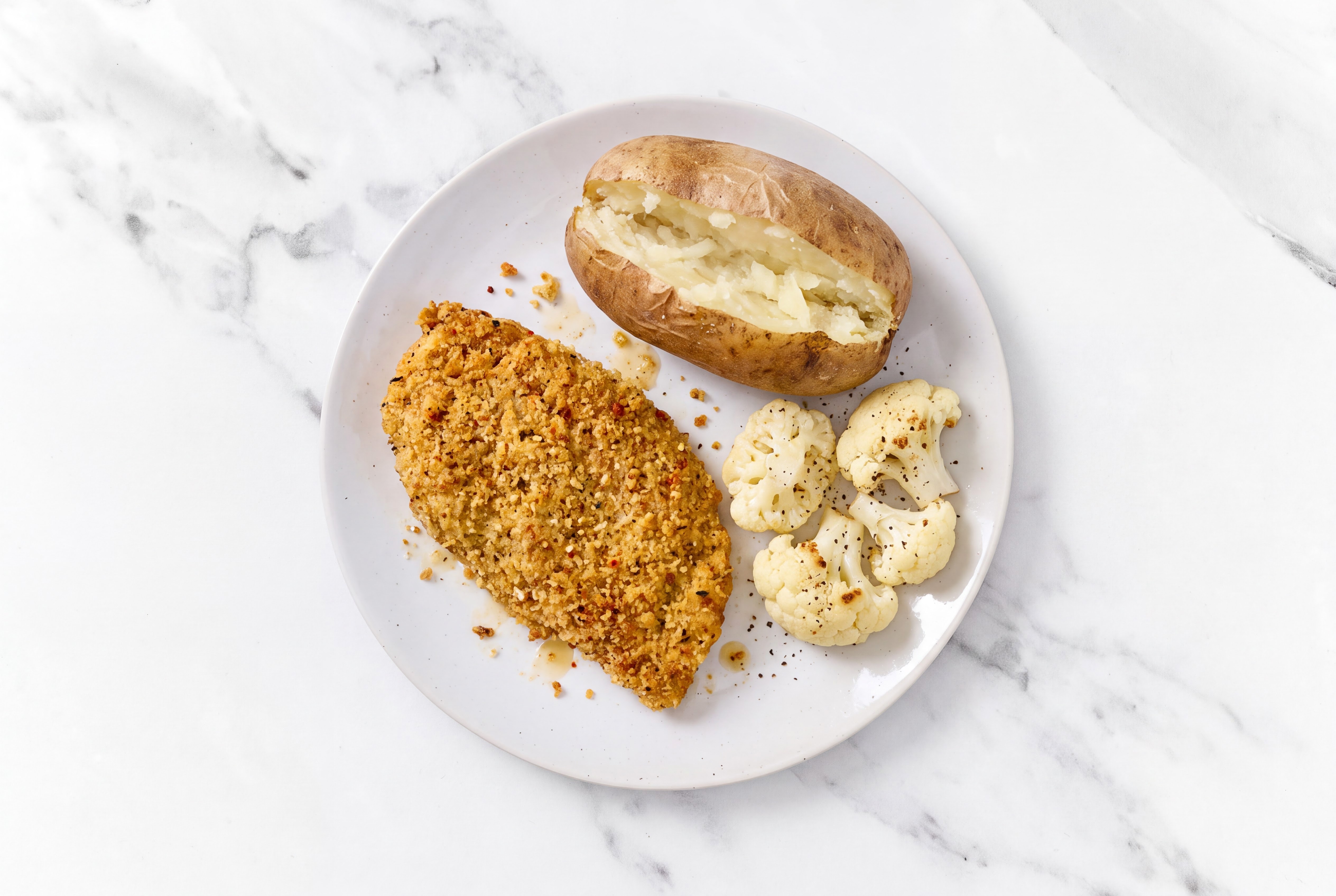Parmesan Breaded Chicken Cutlet with Cauliflower & Russet Potato