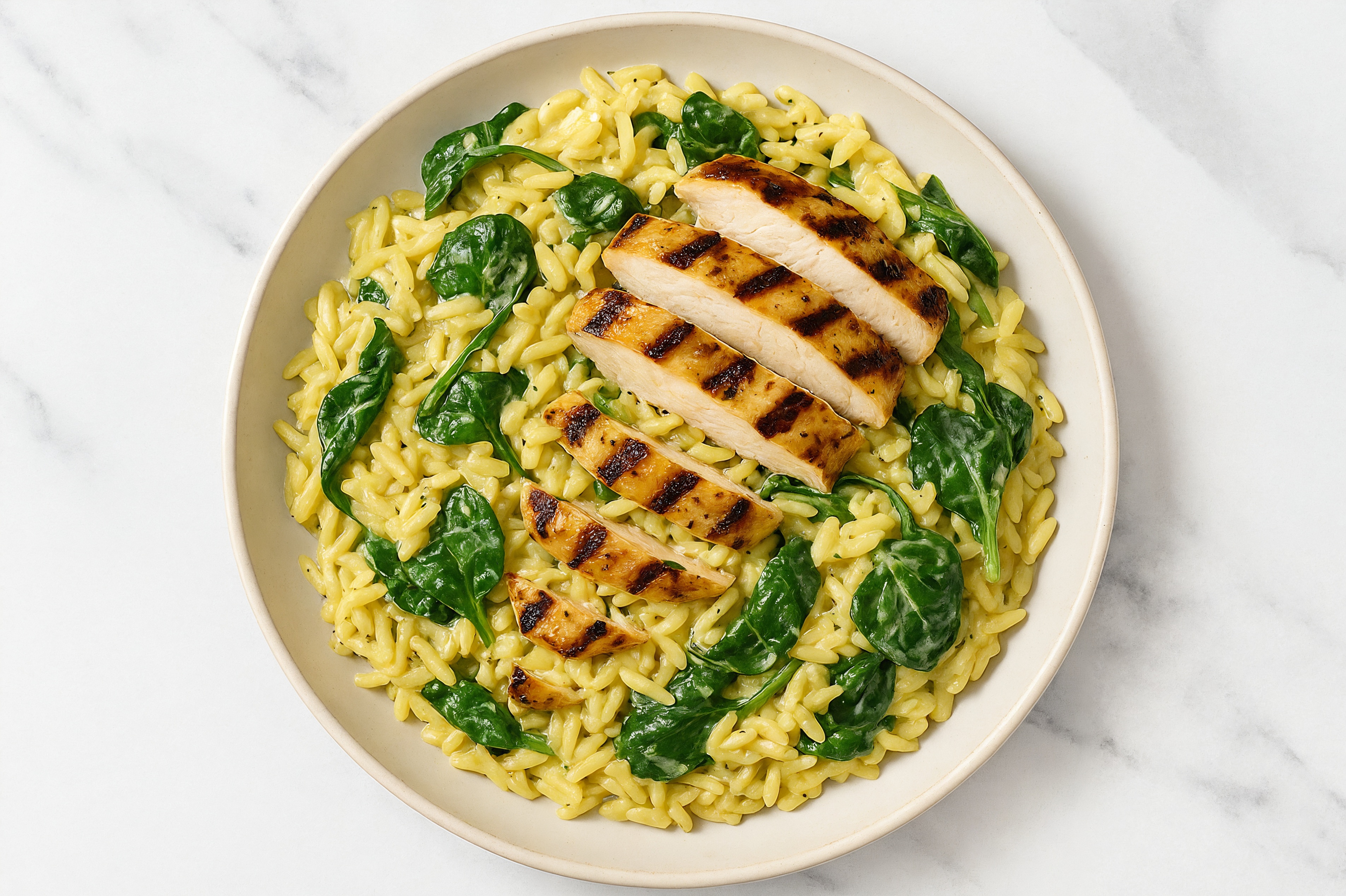 Grilled Mediterranean Chicken Breast Orzo Herb Cream
