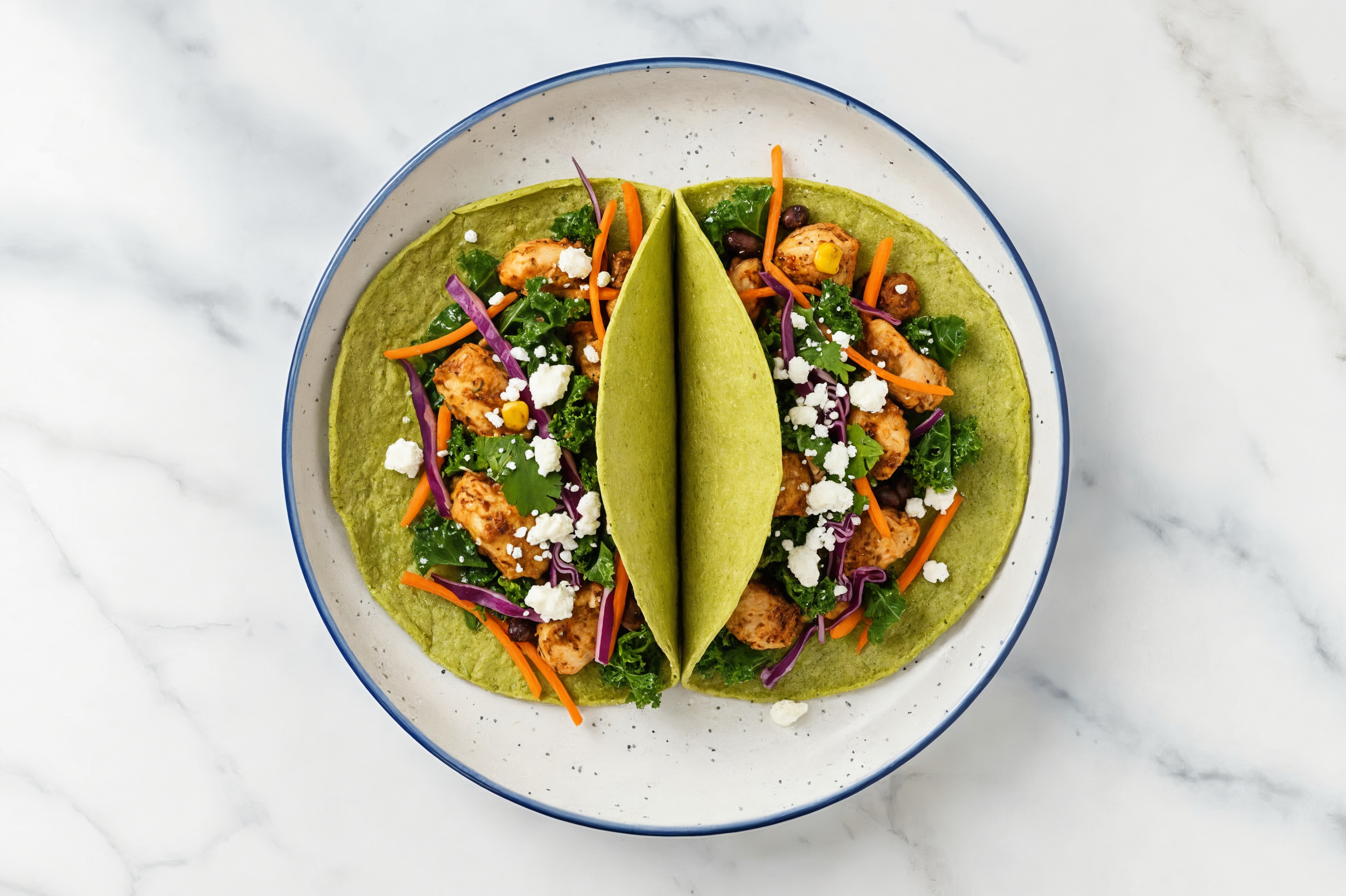 Tangy Rainbow Chicken Tacos with Spinach Tortilla