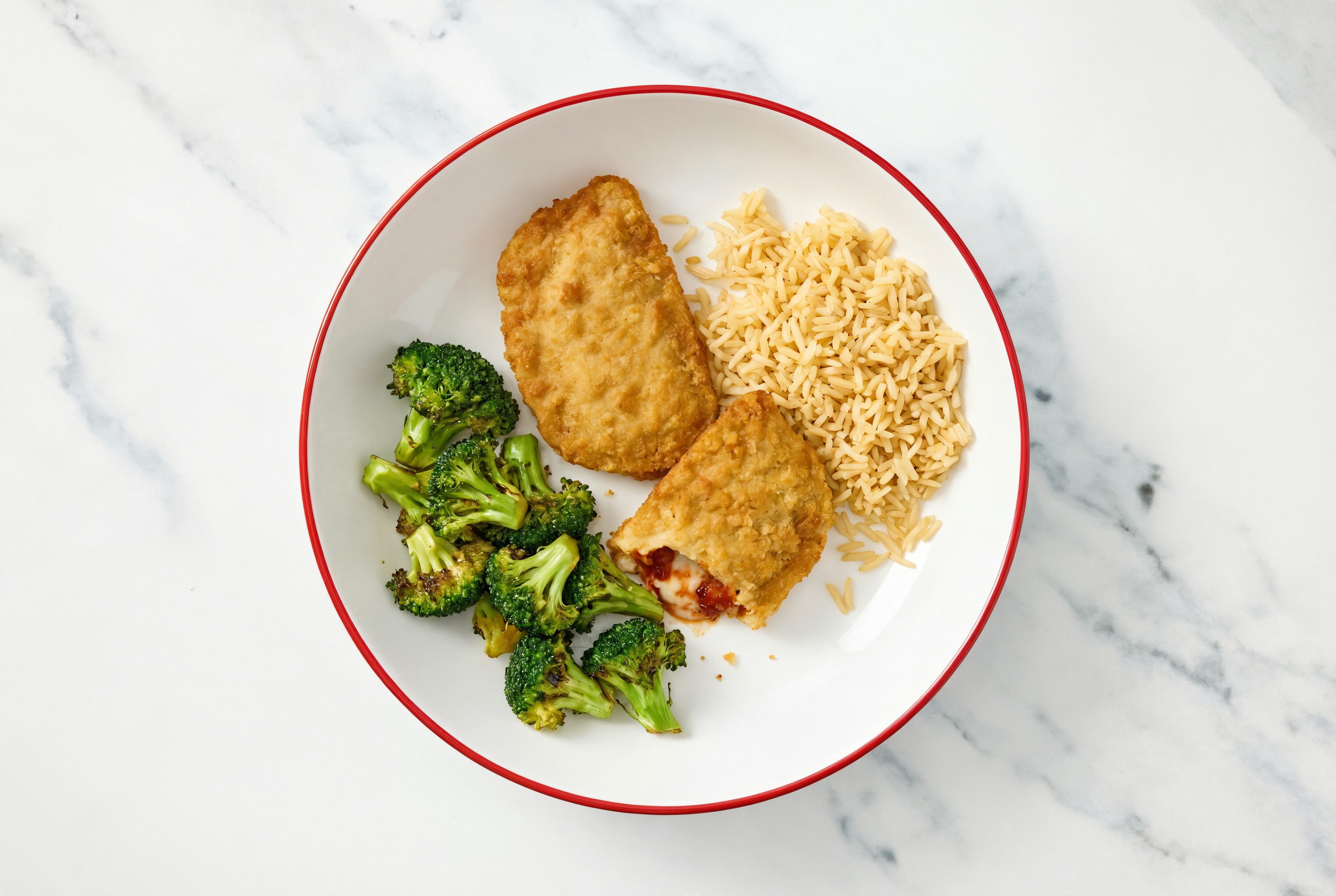 "Chicken" Parm with Broccoli & Bone Broth Rice