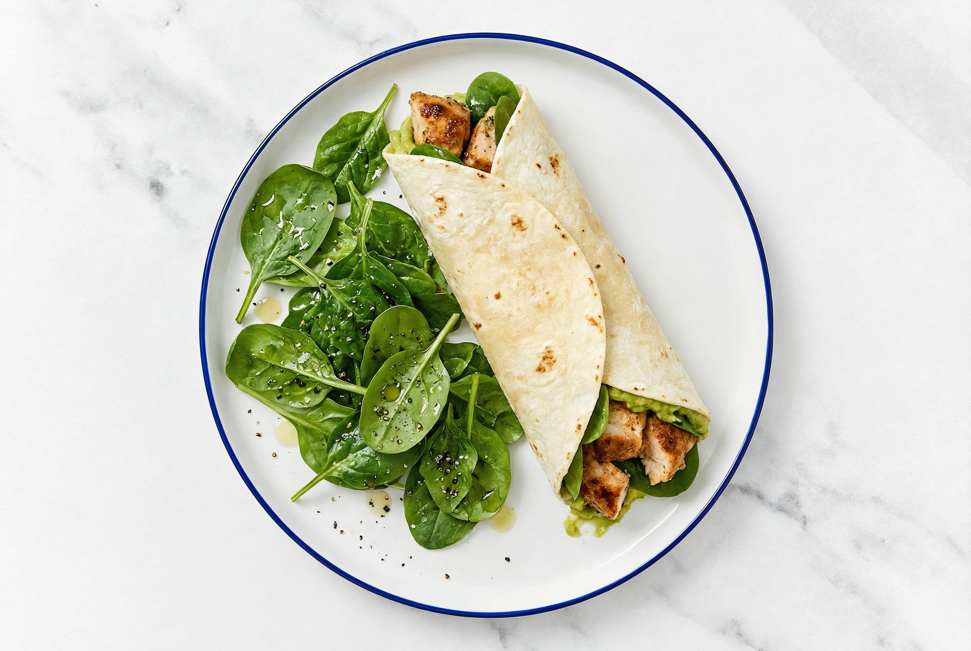 Rustic Southwest-Style Chicken Wrap with Baby Spinach