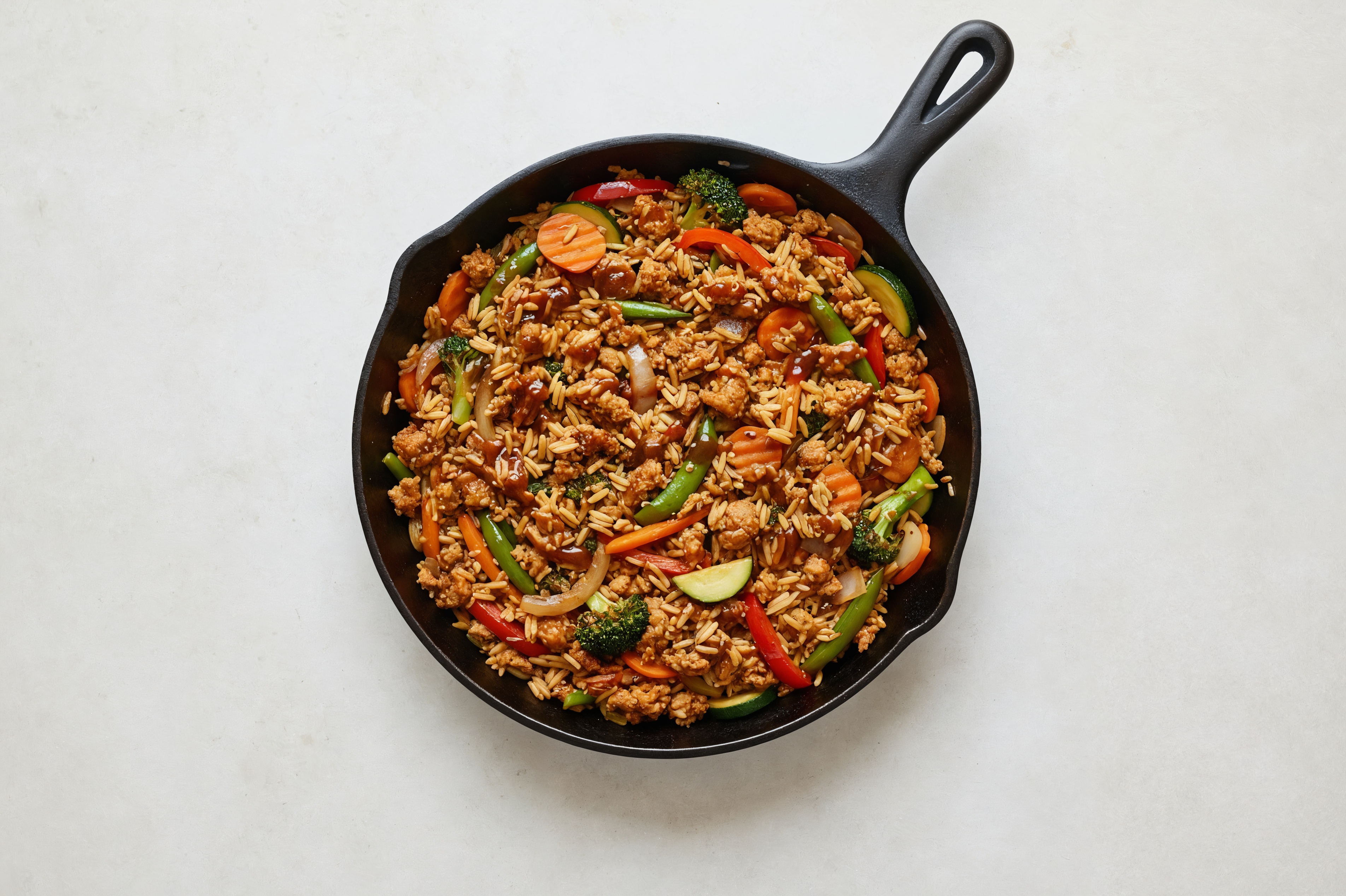 Teriyaki Veggie + Ground Turkey Stir-Fry with Seasoned Jasmine Rice