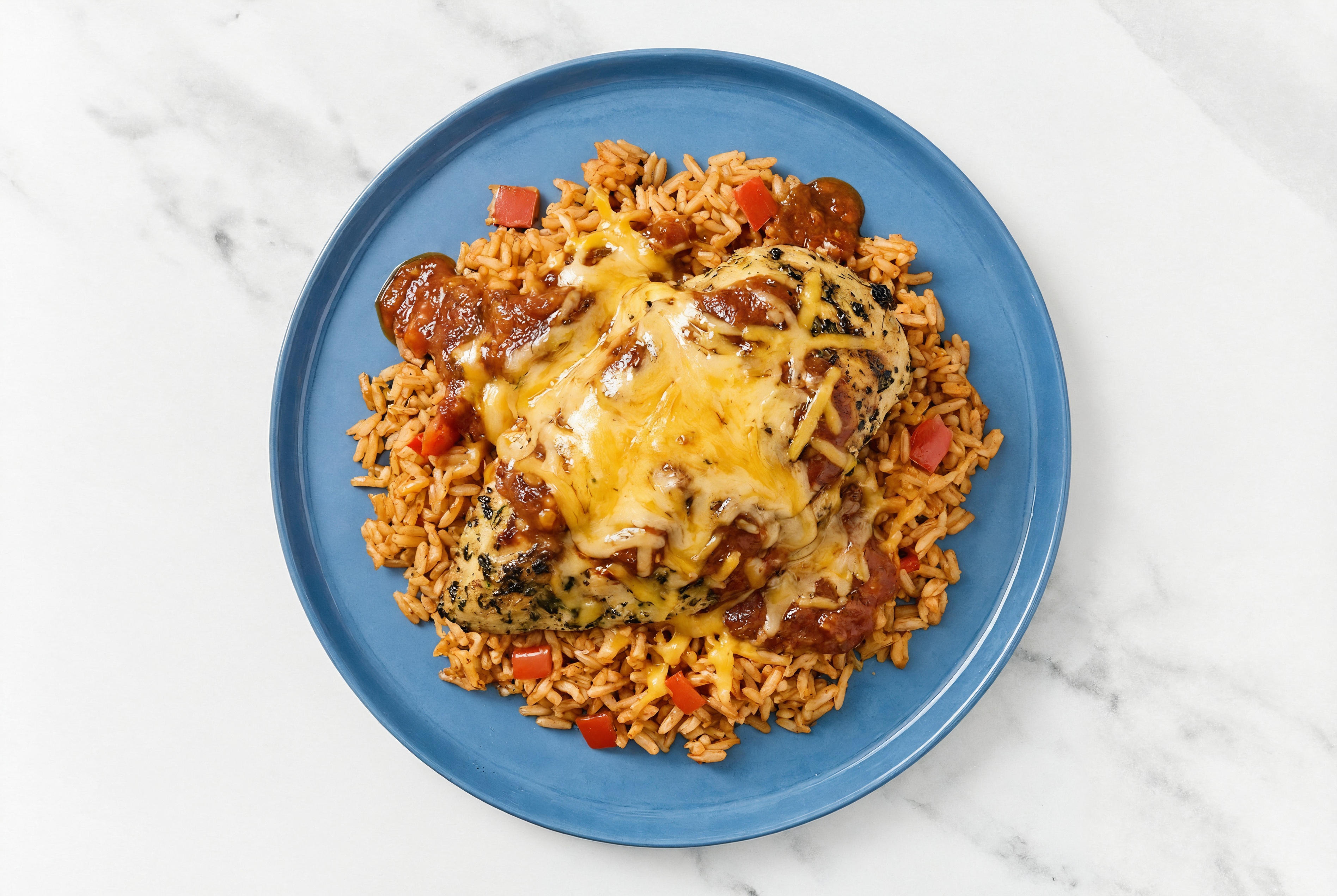 Cheesy Mediterranean Grilled Chicken Breast + Rice Birria Bake