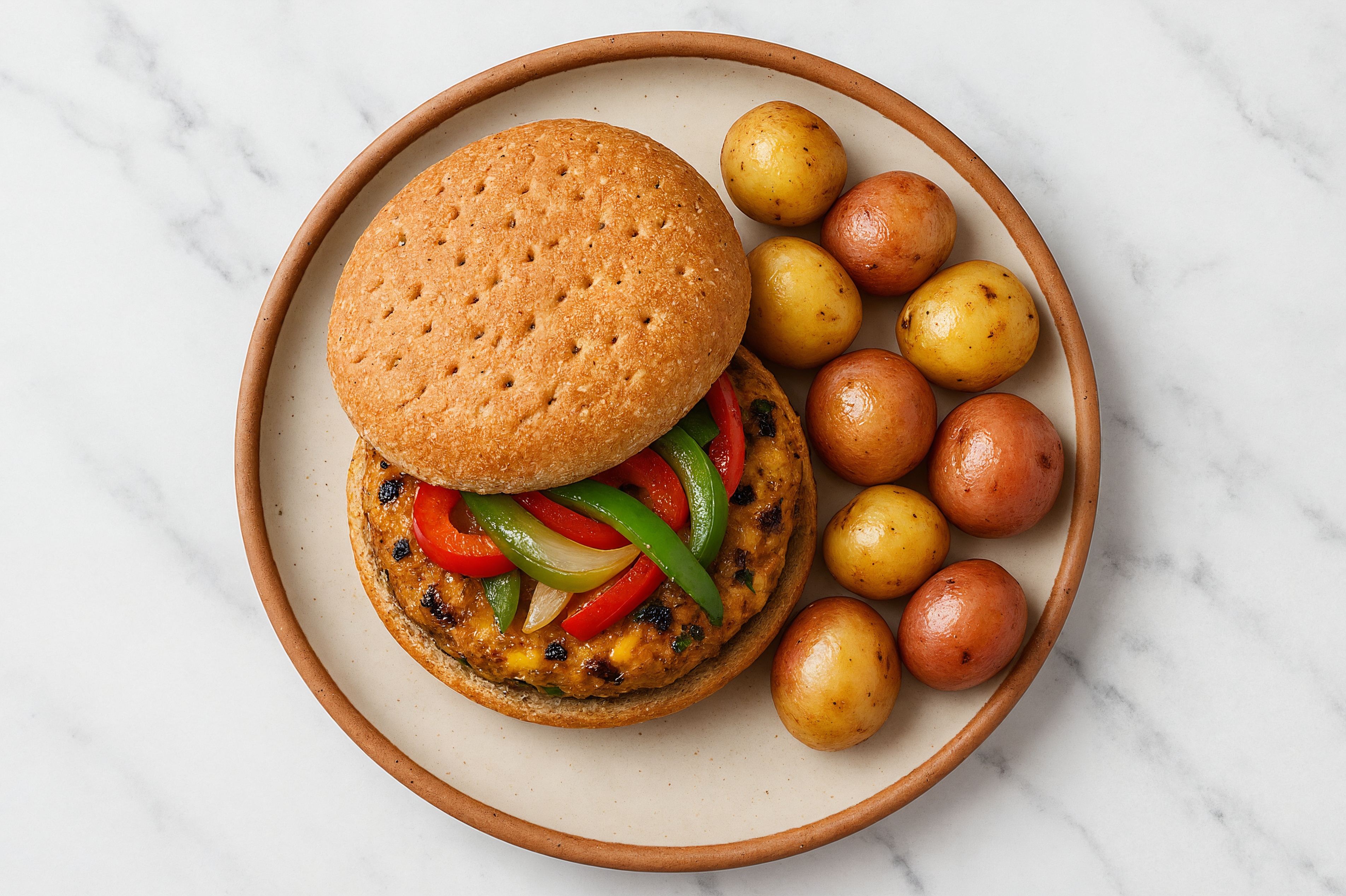 Southwest Style Fajita Veggie Chicken Burger