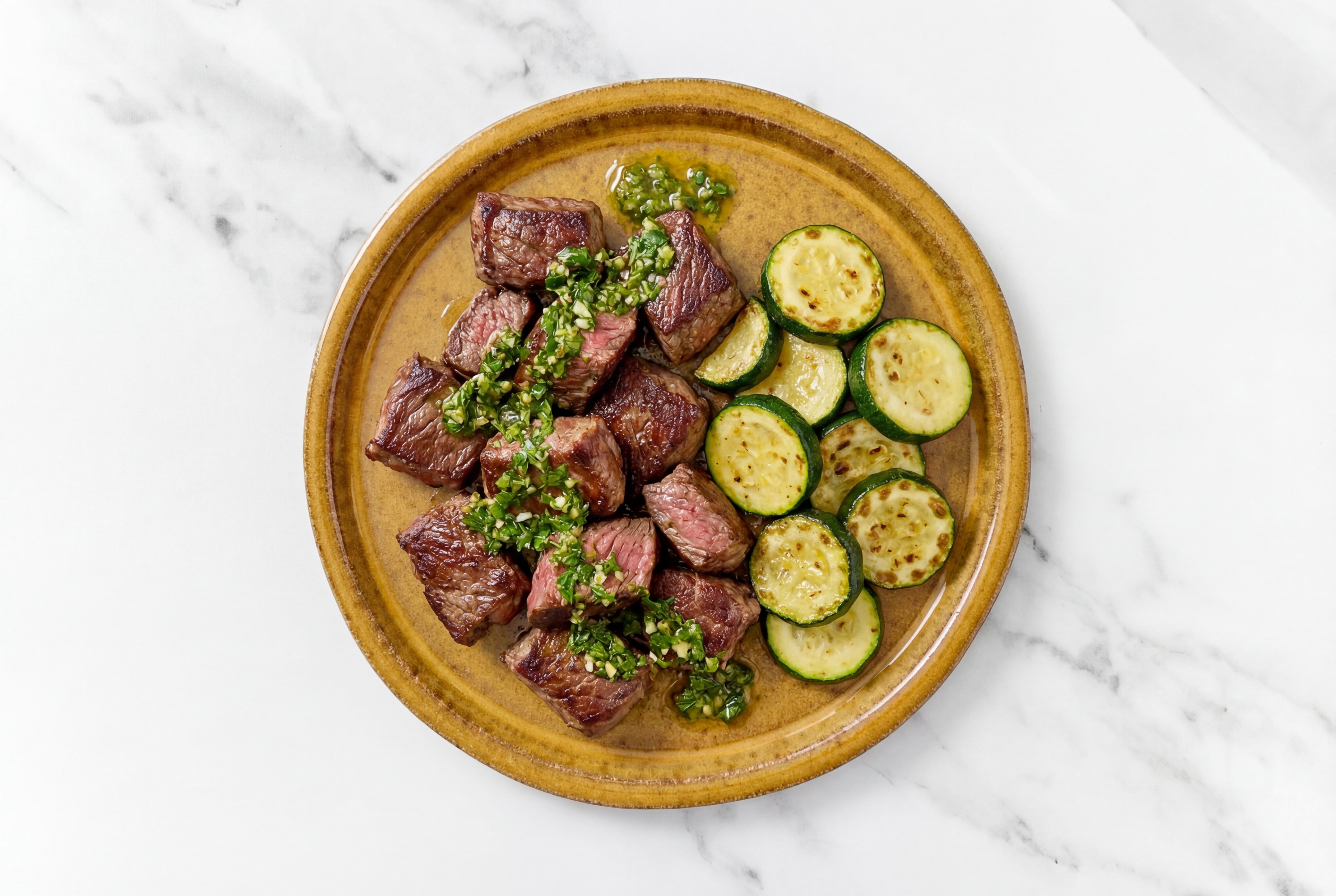 Chimichurri Sirloin Beef Tips with Zucchini