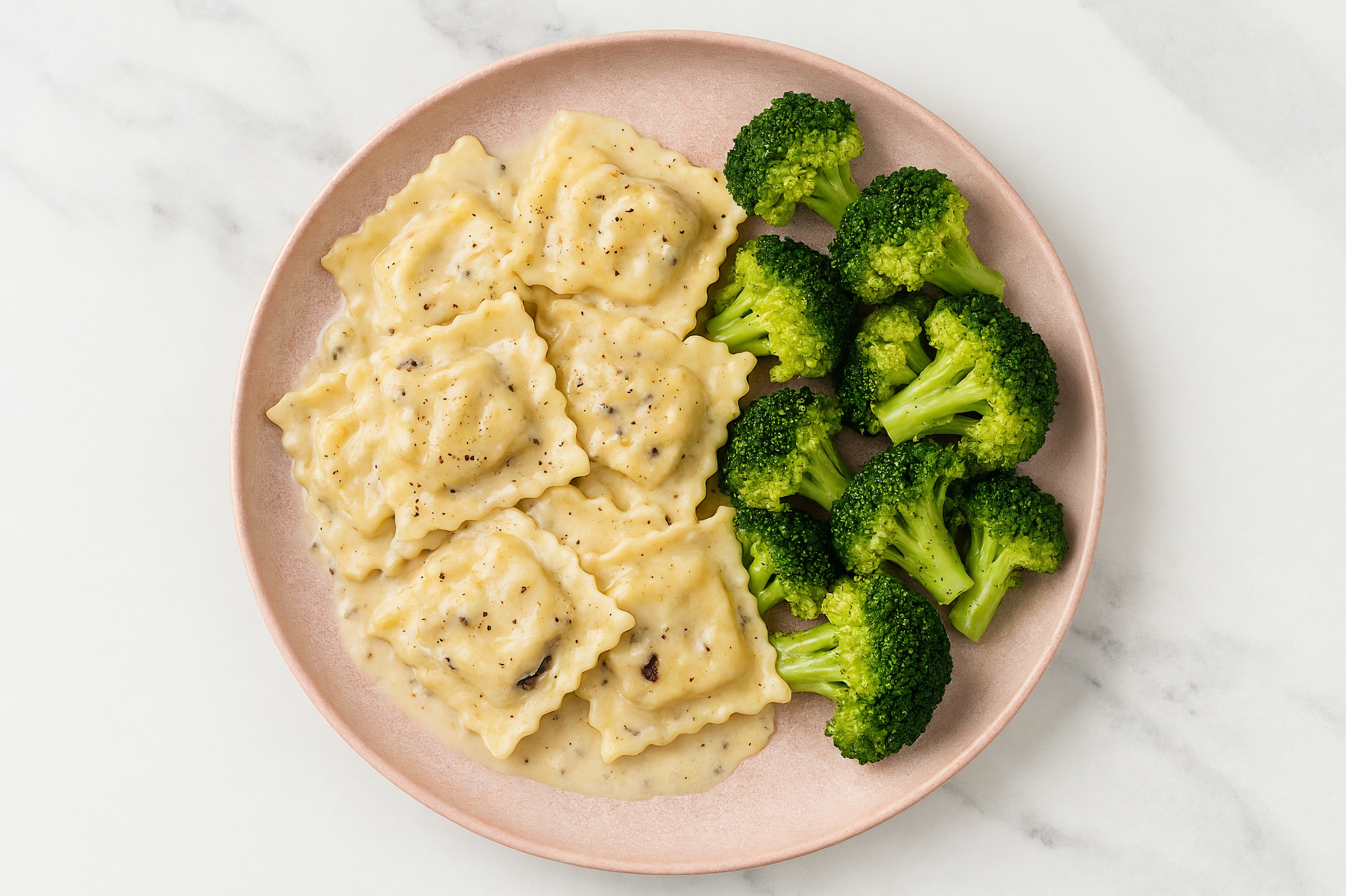 Truffle Beef Ravioli + Organic Broccoli