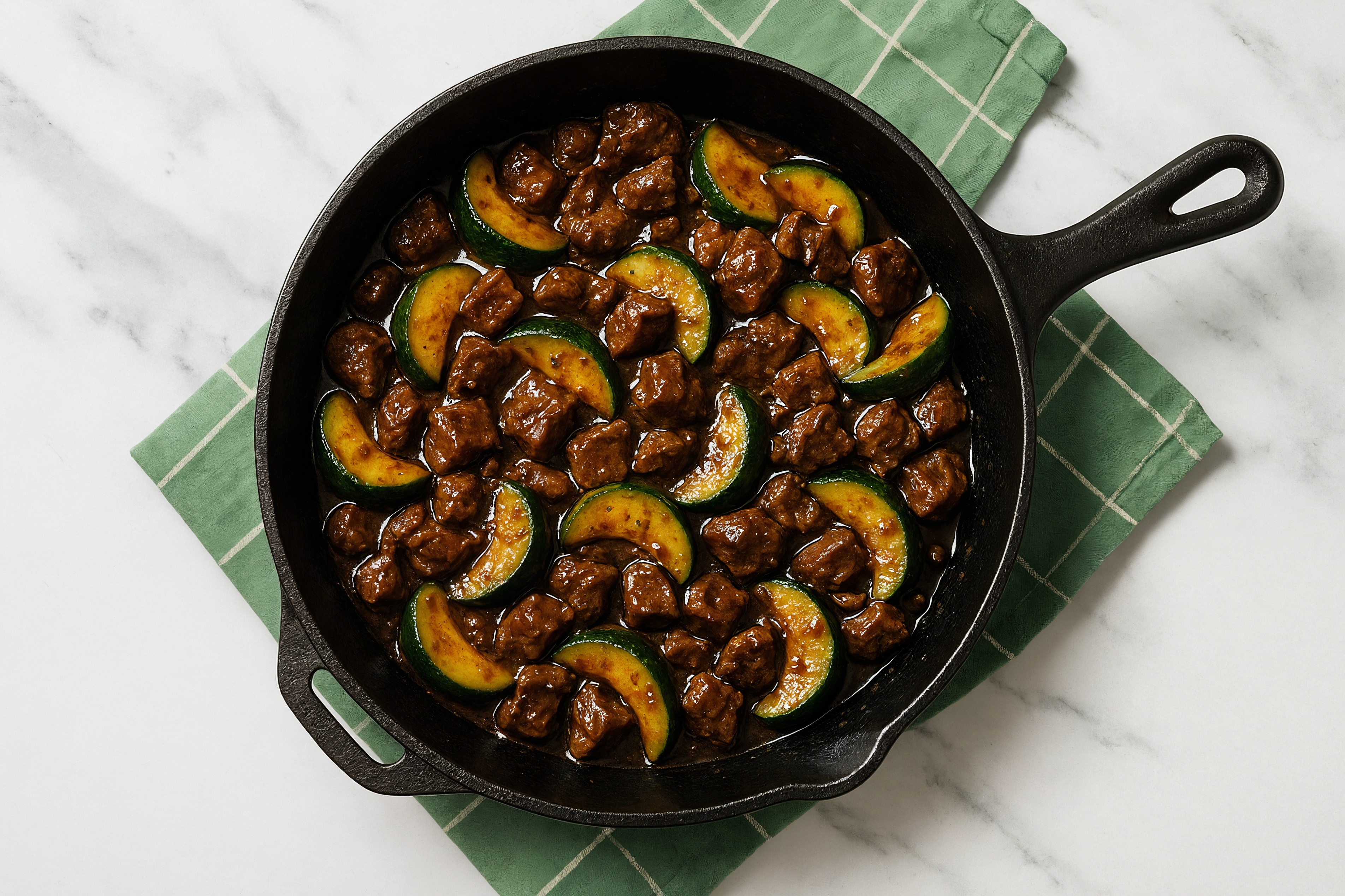 Tangy Pepper Beef Filet Stir-Fry with Zucchini