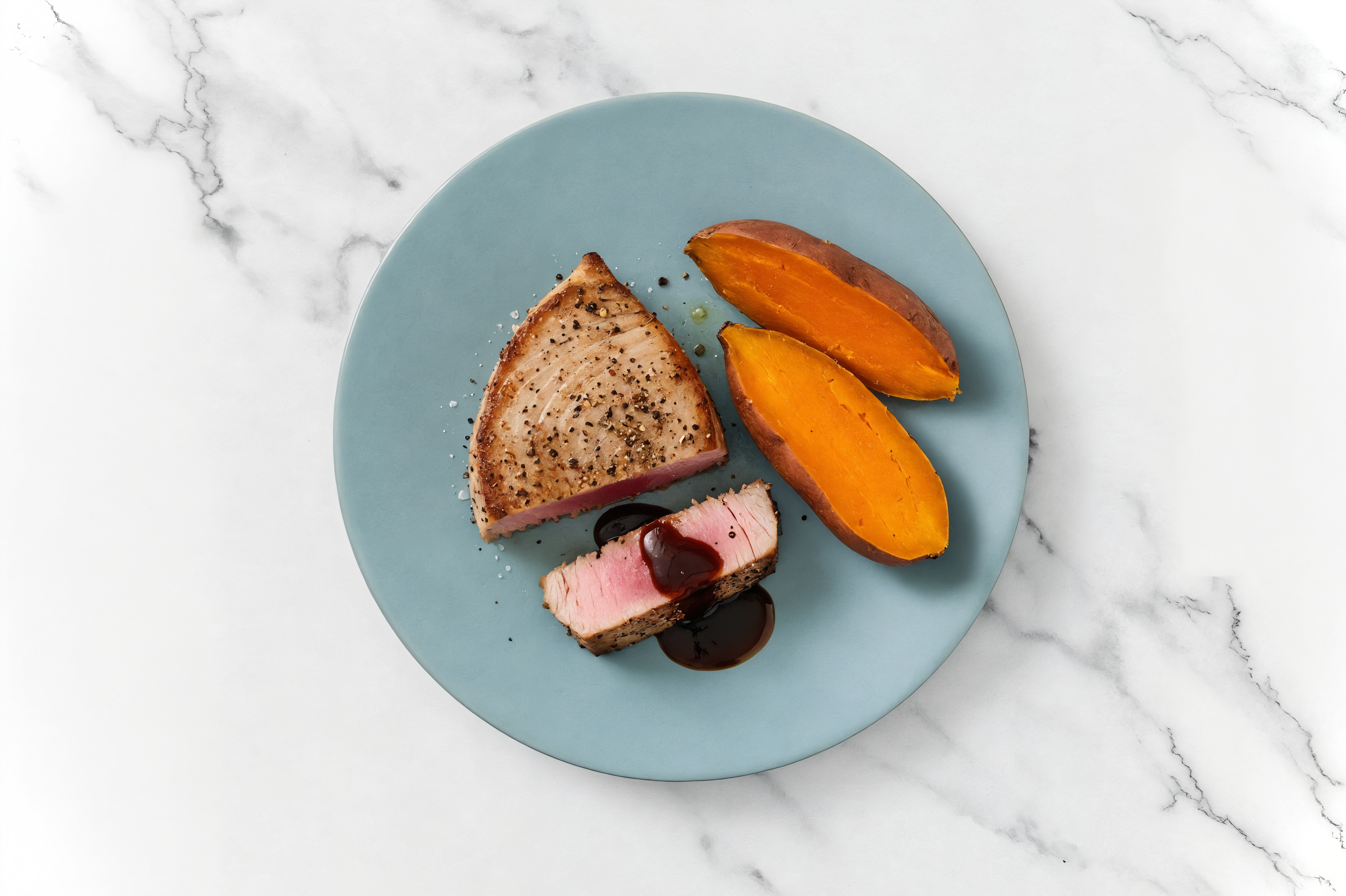 Japanese BBQ Tuna Steaks with Sweet Potato