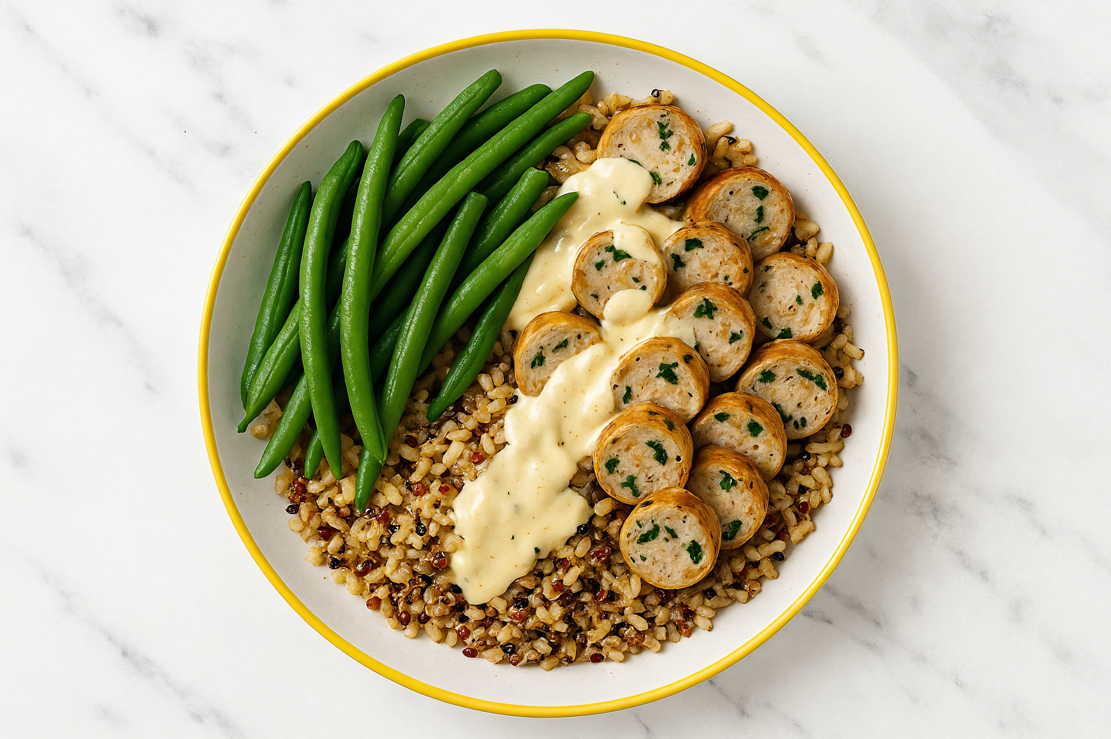 Garlicky Chicken Sausage + Organic Green Beans Bowl