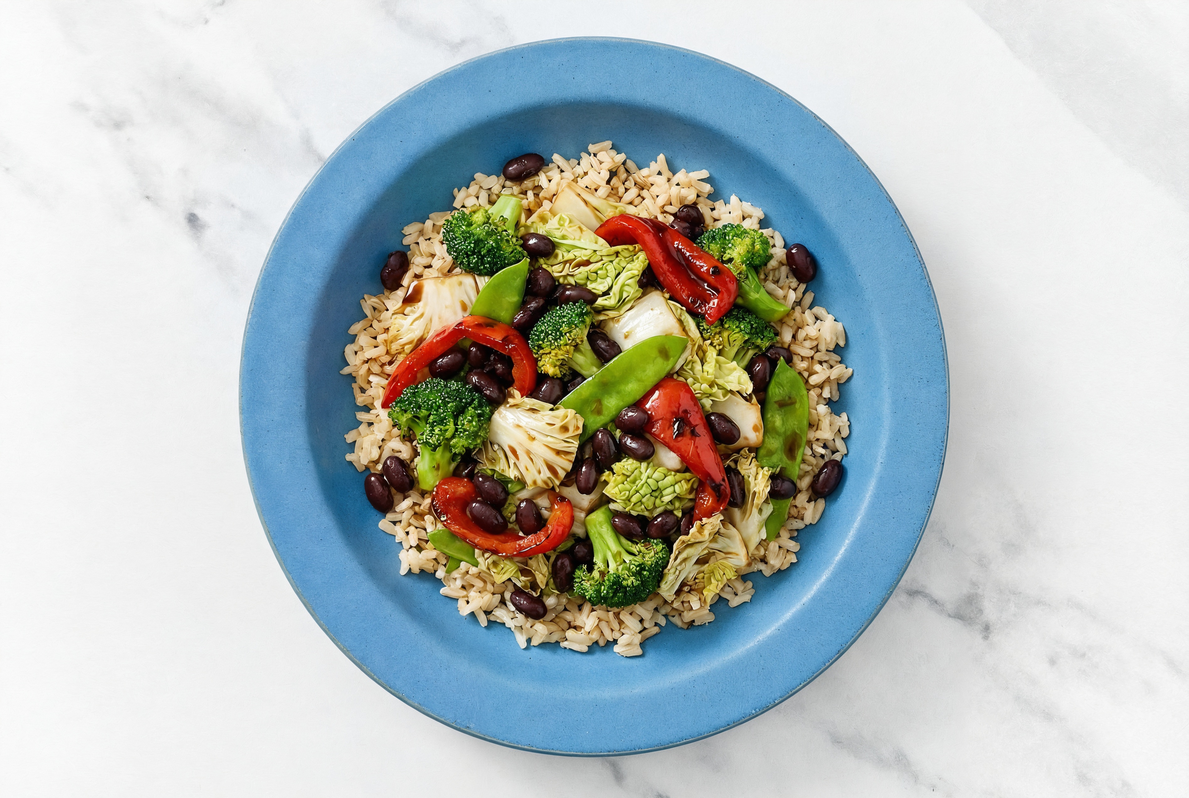 Black Bean Japanese BBQ Brown Rice Bowl with Bok Choy Mix