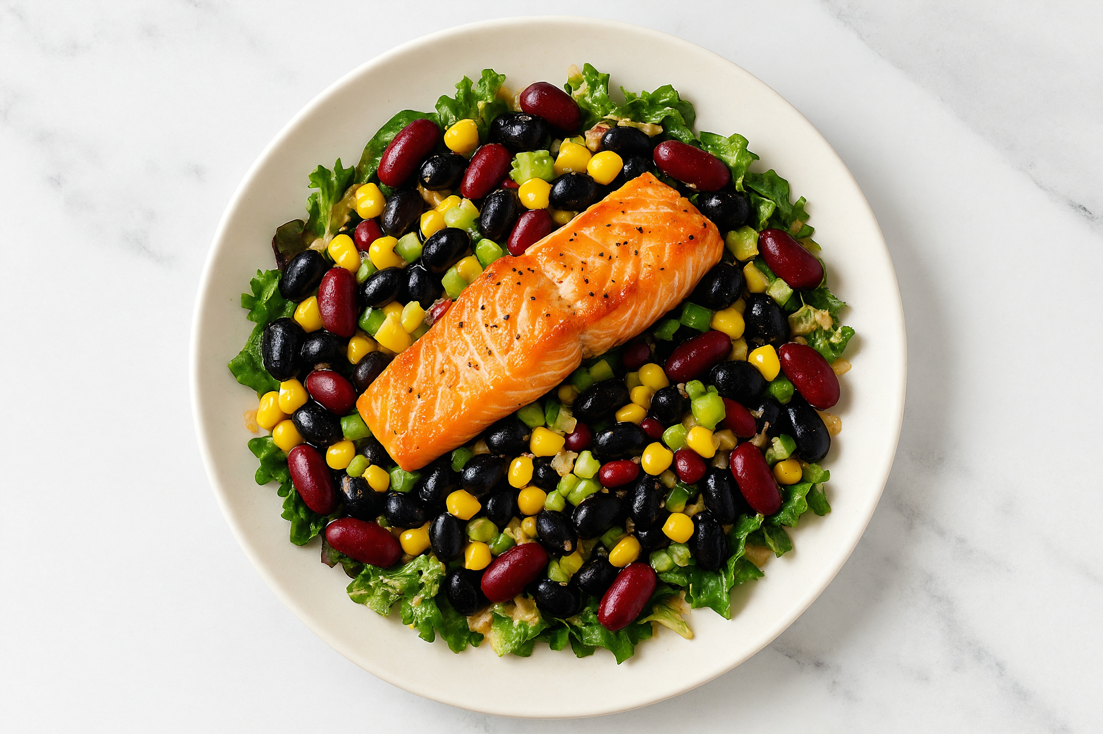 Buffalo Ranch Spring Mix Salad with Atlantic Salmon & Black Beans