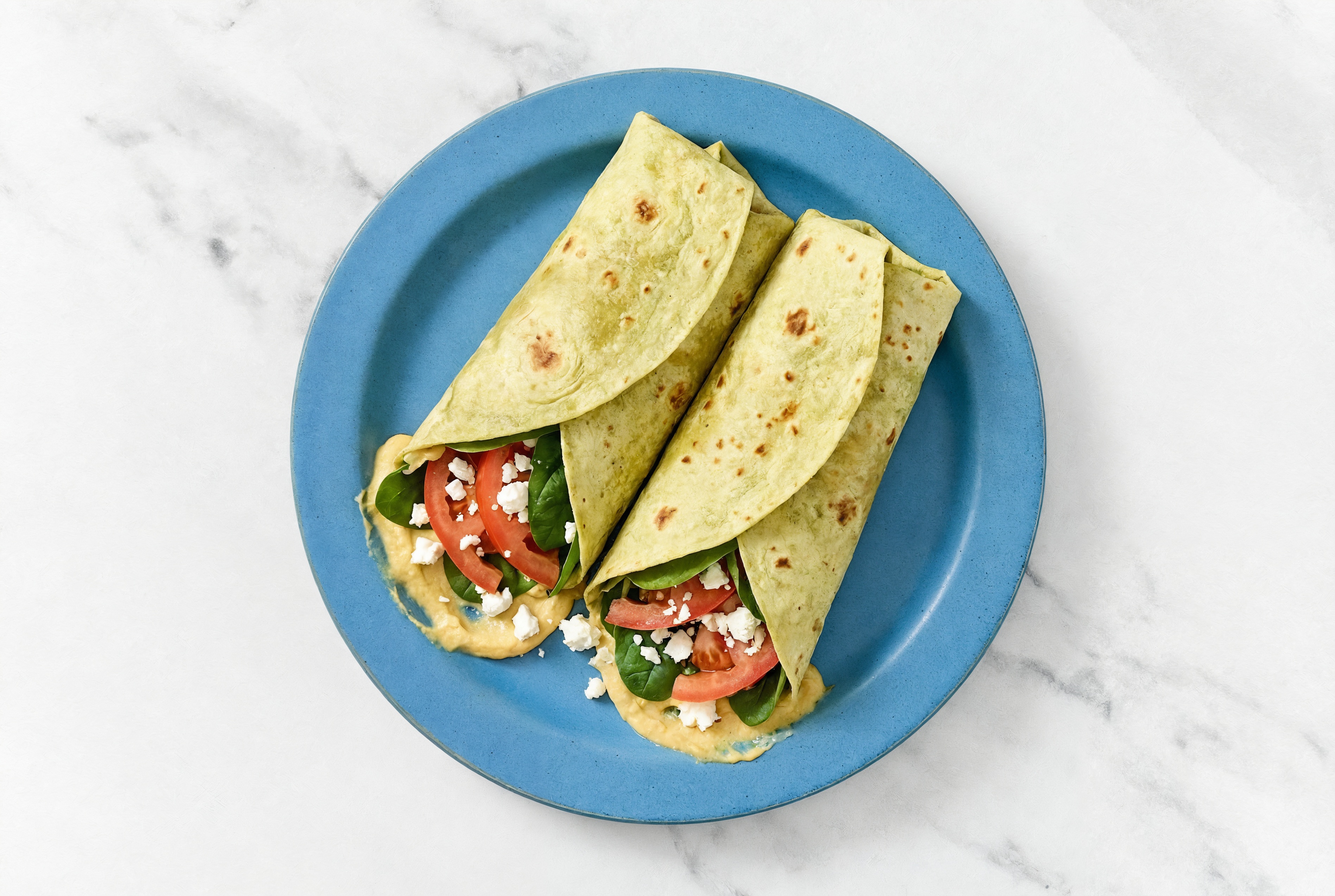 Tomato + Feta Organic Spinach Melt with French Onion Hummus