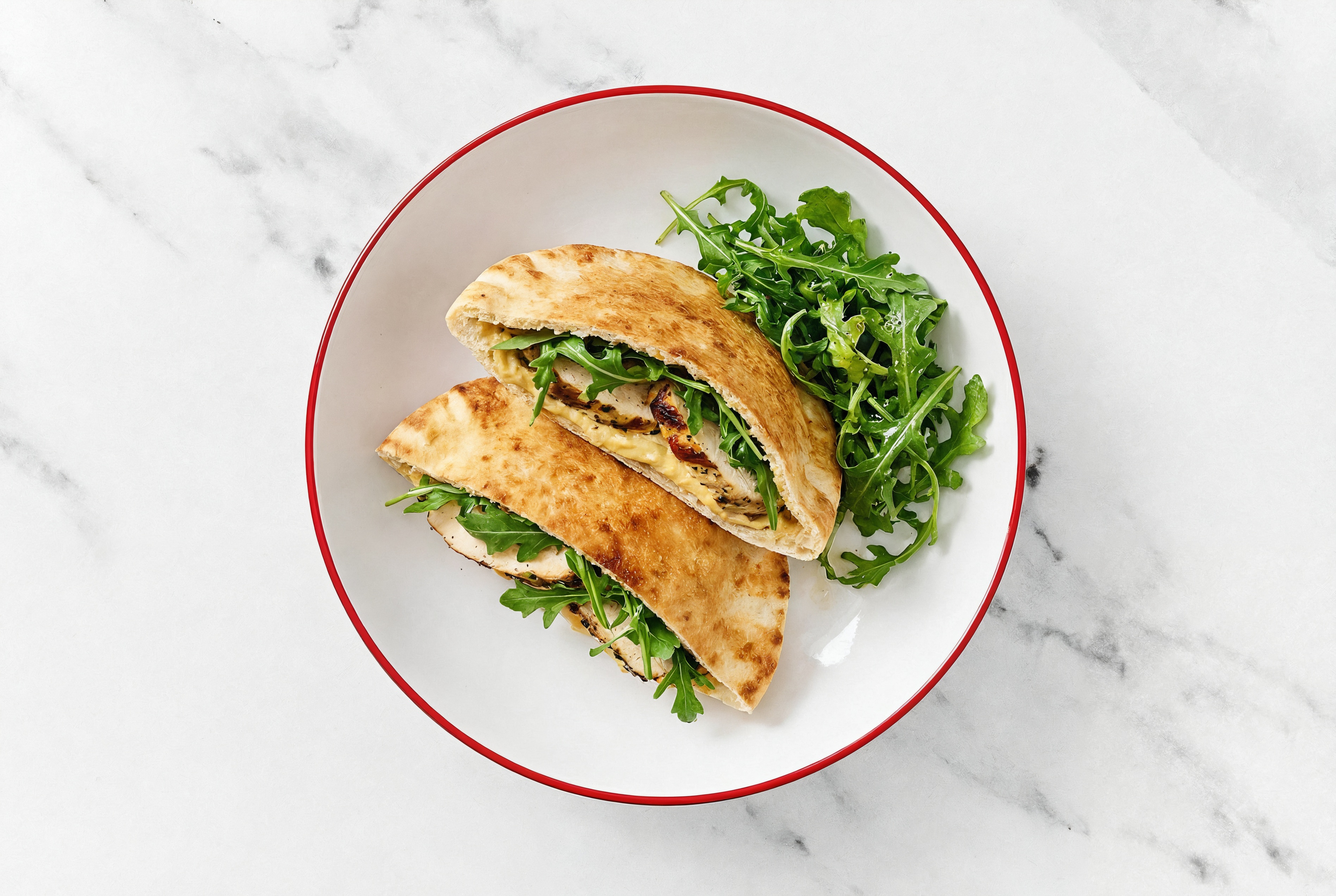 Herby Shawarma-Inspired Mediterranean Grilled Chicken Breast Traditional Pita Sandwich