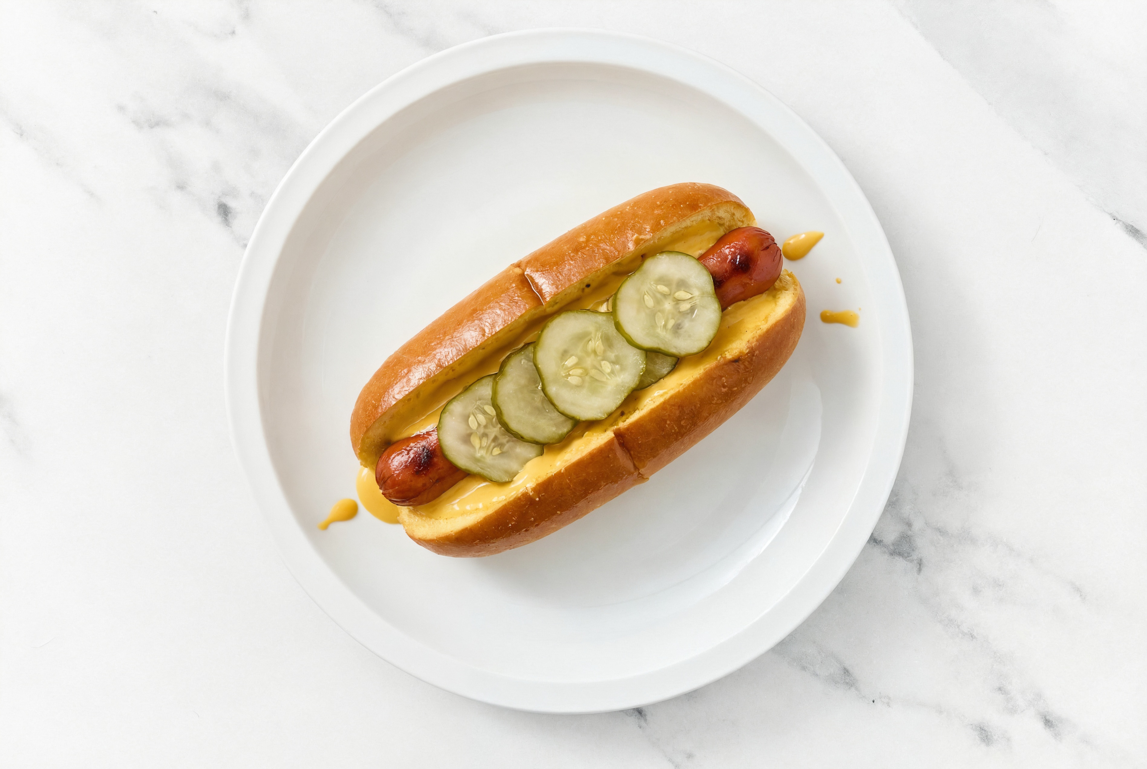 Pickle Beef Hot Dog with Super Special Sauce on Brioche