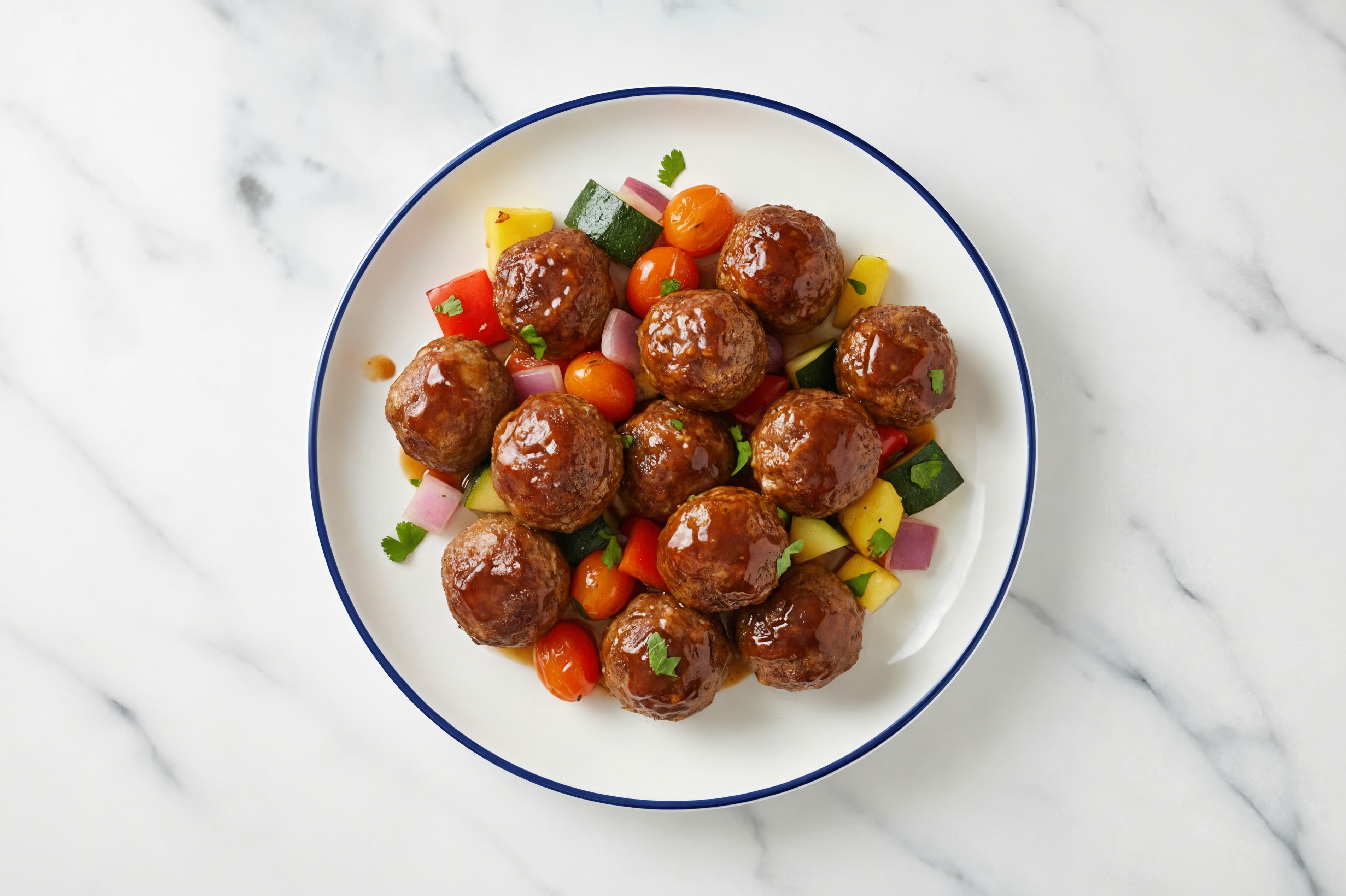 Teriyaki Roasted Bison Meatballs & Squash